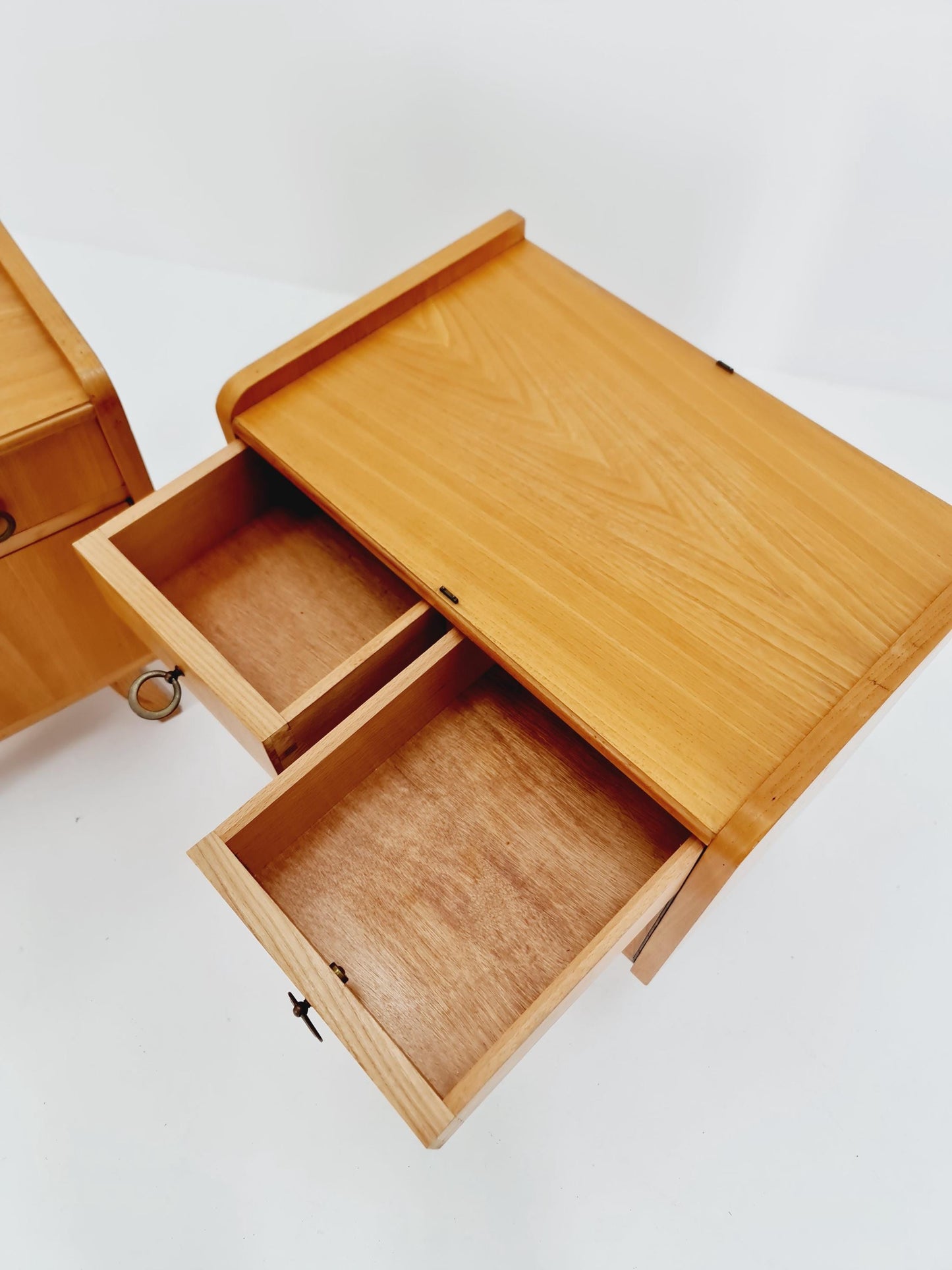 German Mid century Ash and Teak nightstands/ bedside tables BY WK Möbel , 1960s