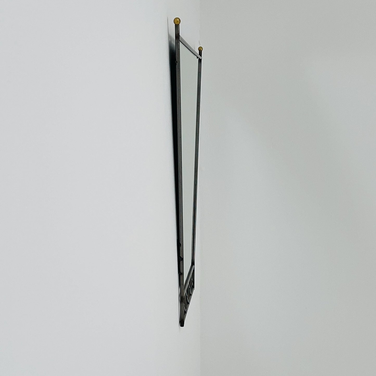 Mid century Italian Metal & Lucite Wall Mirror — Mid Century Vintage Iron Frame — Geometric Design 1980s