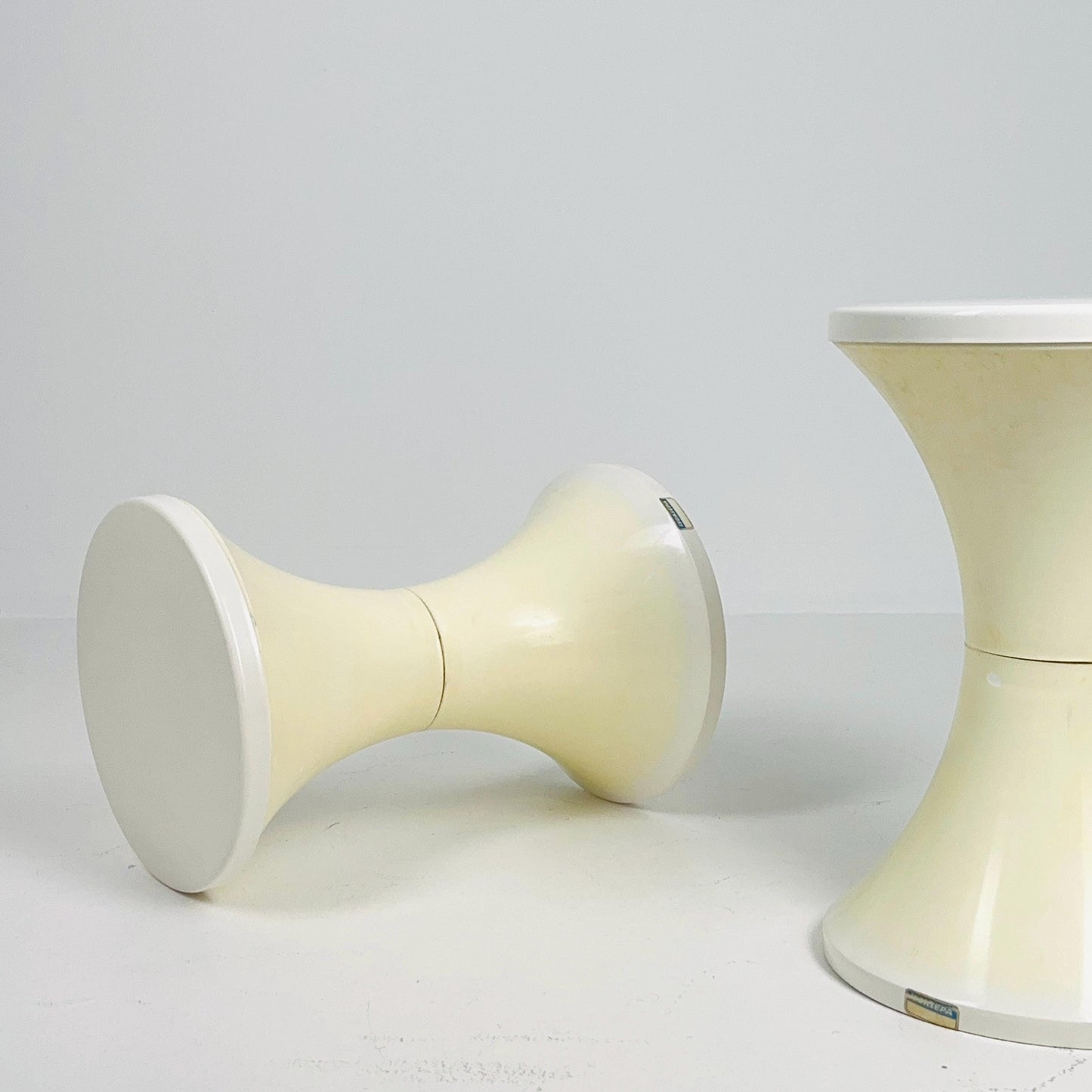 Set of 2 Space age Round German Tuilp stools plastic by Isopelka, 1970s