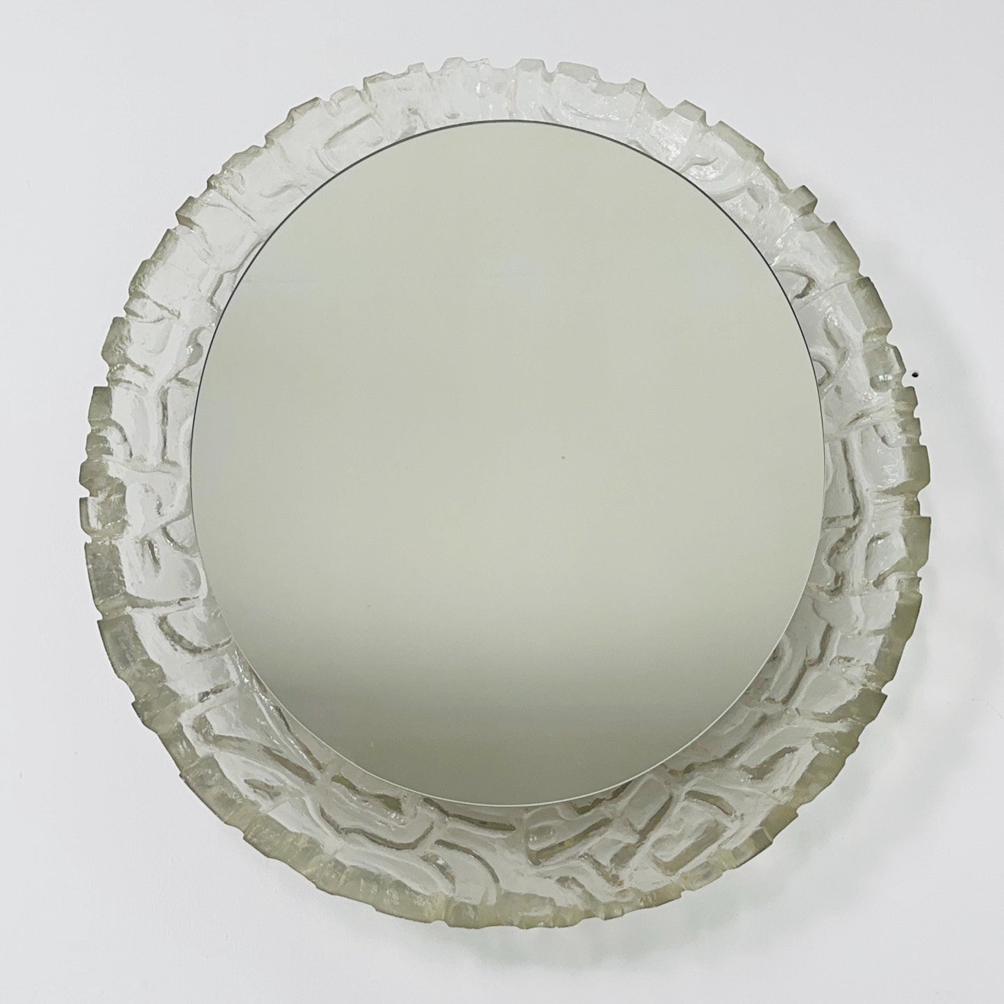 Mid-Century baklite ice glass Oval large mirror by Em Germany 1960s