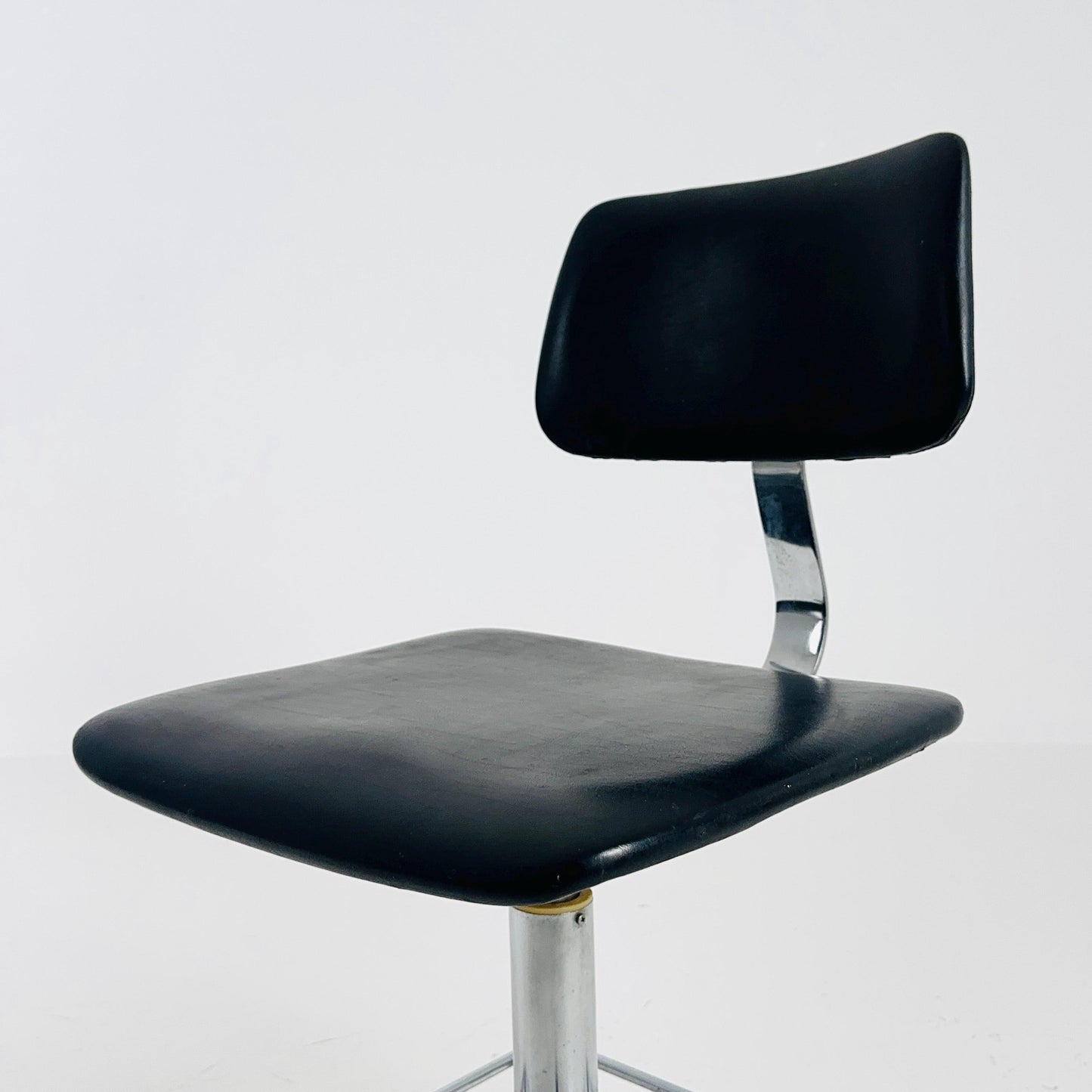 Mid century black faux leather swivel desk chair 1960s Germany