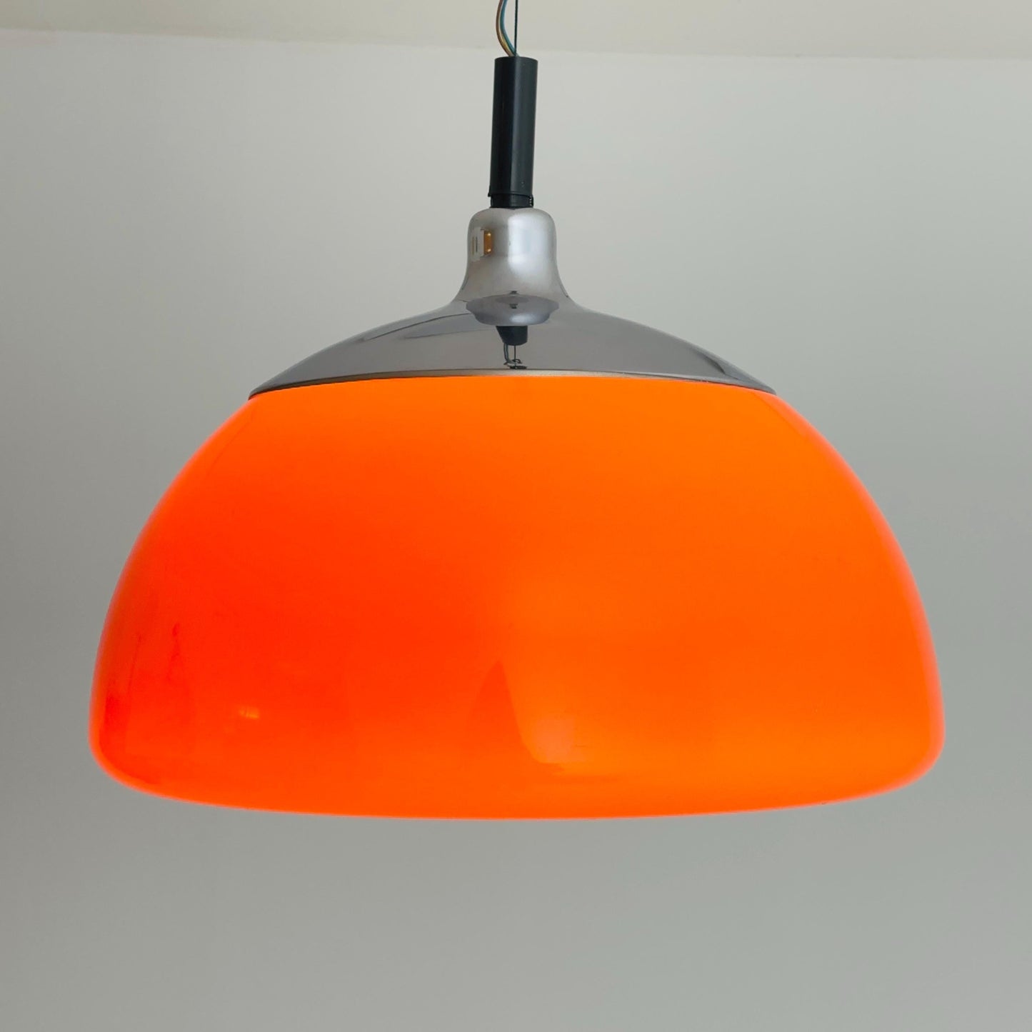 Vintage Space Age Lighting / Orange Pendant Light / 70s Retro Pull Down Ceiling Lamp by Cosack Leuchten Germany