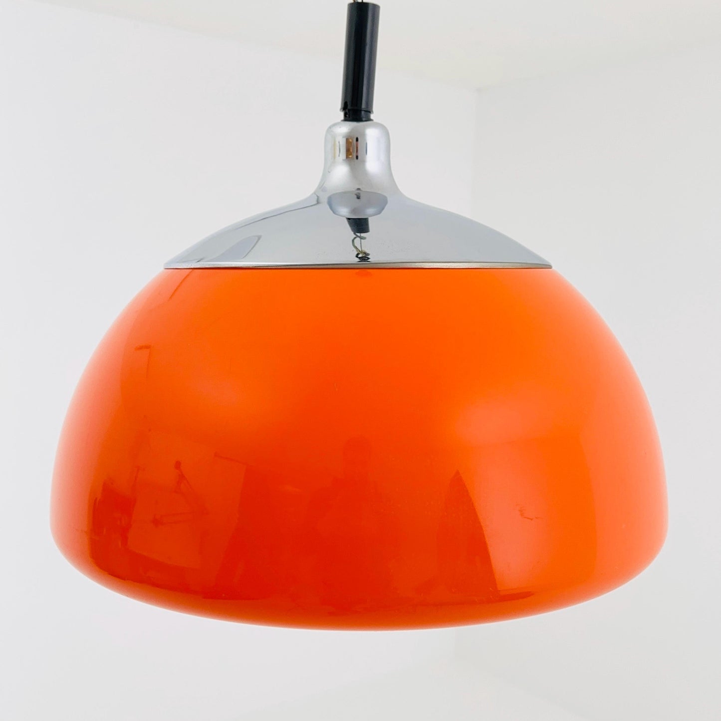 Vintage Space Age Lighting / Orange Pendant Light / 70s Retro Pull Down Ceiling Lamp by Cosack Leuchten Germany