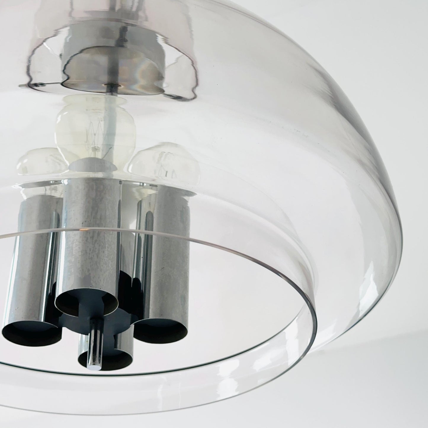 Large Mid-Century Glass Ball Pendant by Glashütte Limburg, Germany, 1970s – Chrome & Glass Chandelier