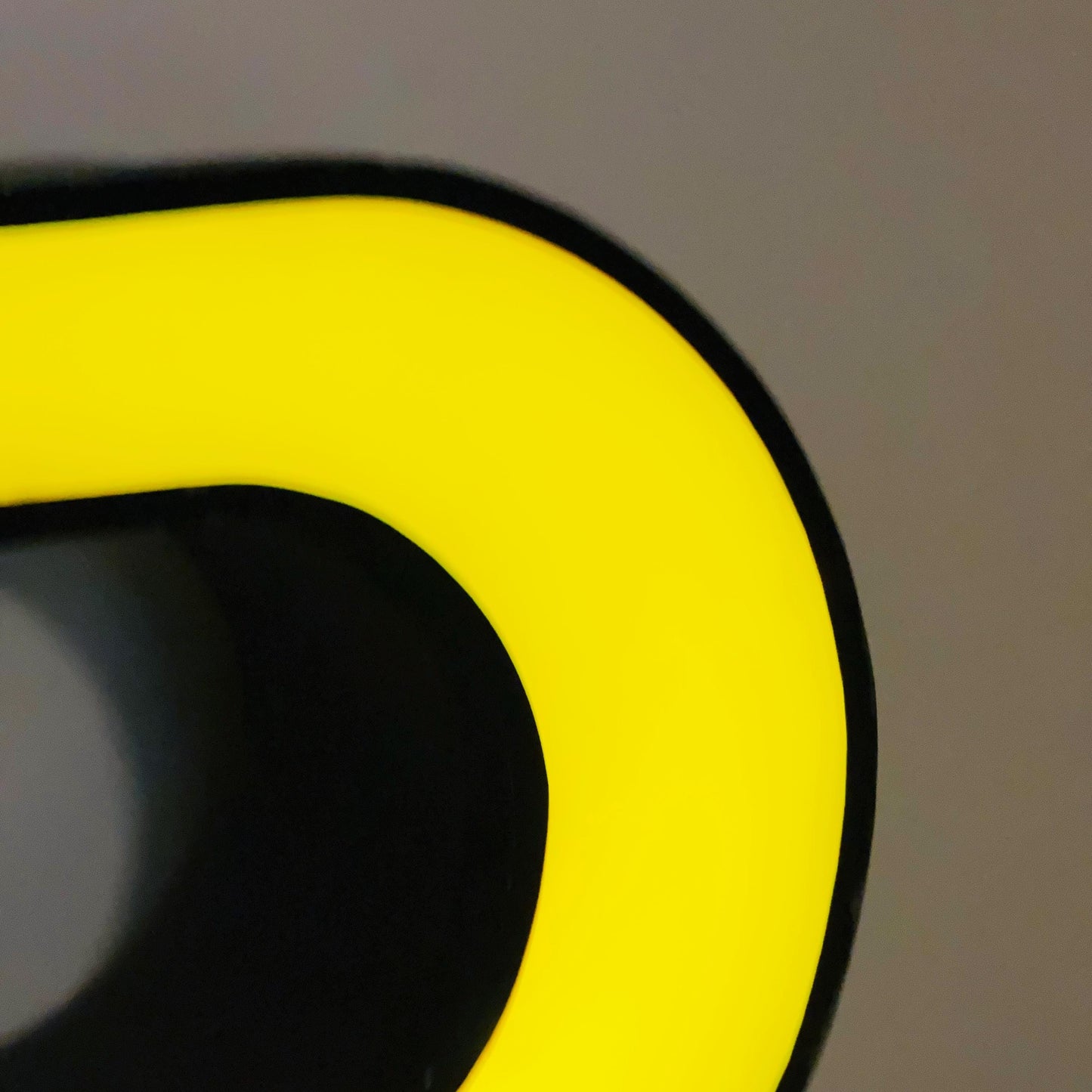 Mid century Large Illuminated Letter “R” – Yellow Plexiglass & Metal Sign Germany 1980s