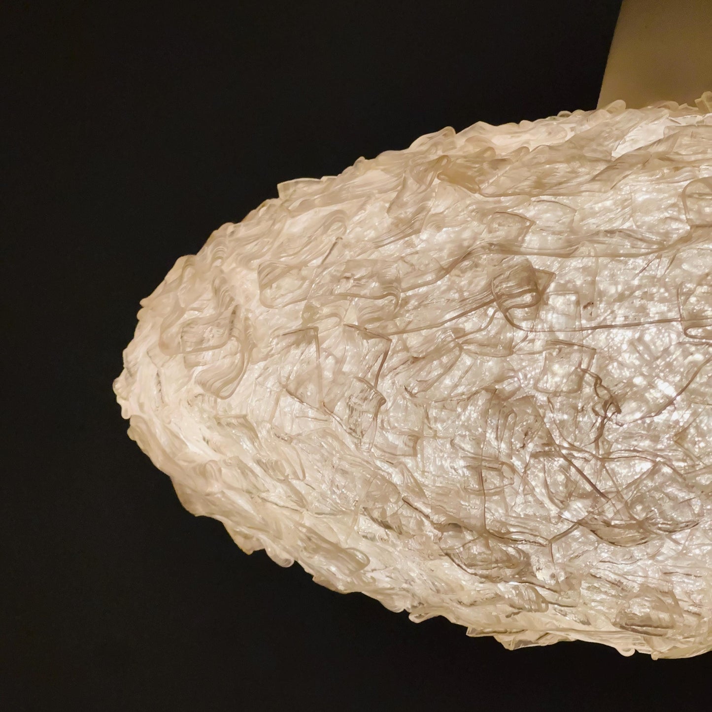 Mid-Century Lucite Ribbon Swag Lamp – Italy, 1980s – Sculptural Plexiglass Pendant Light
