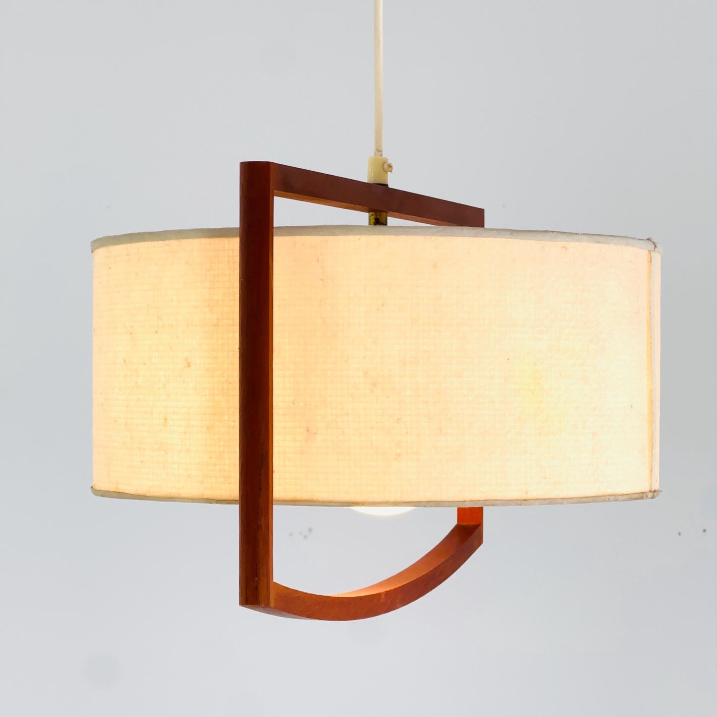 Mid-Century Danish Pendant Lamp, Teak & Rice Paper Light,1960s Denmark