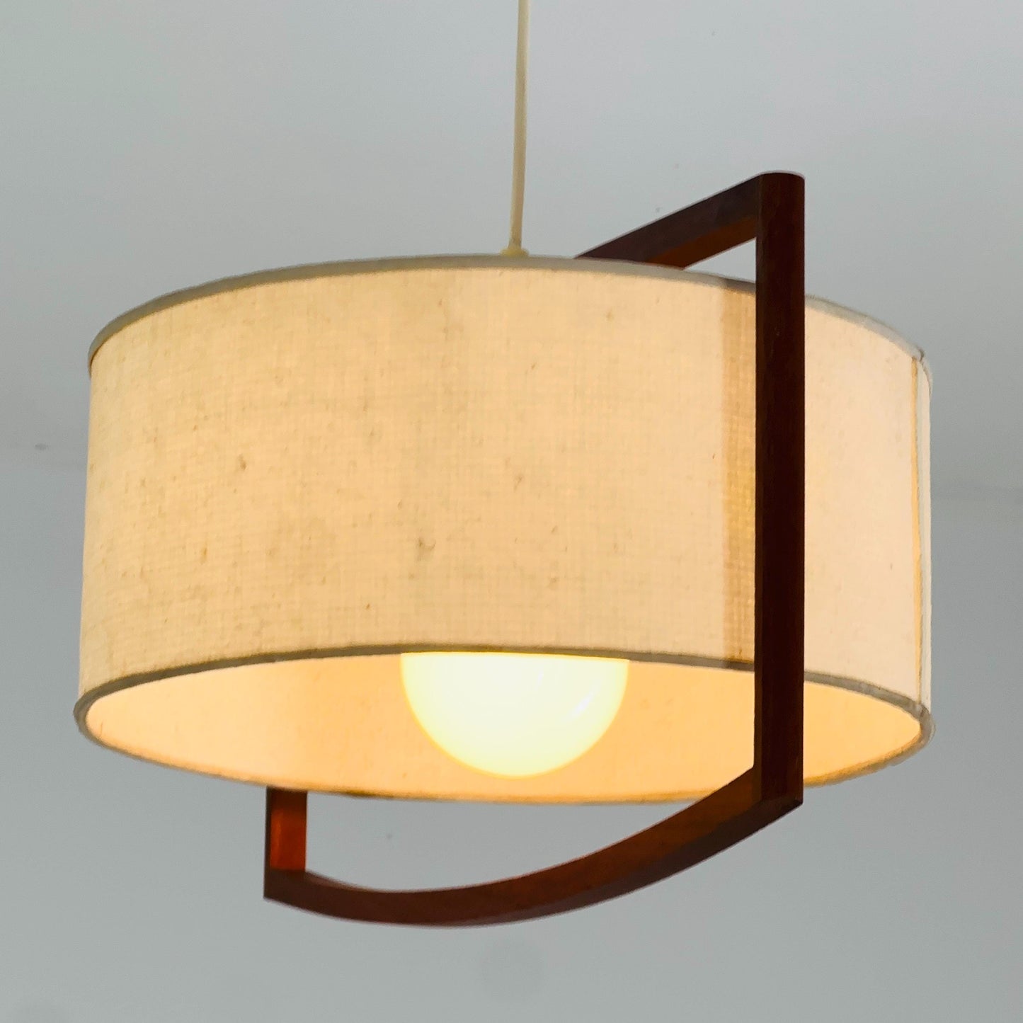 Mid-Century Danish Pendant Lamp, Teak & Rice Paper Light,1960s Denmark