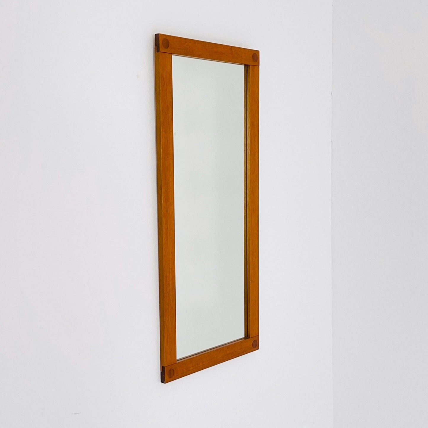 Big Teak Swedish mid-century Modern wall-mounted mirror , 1960s