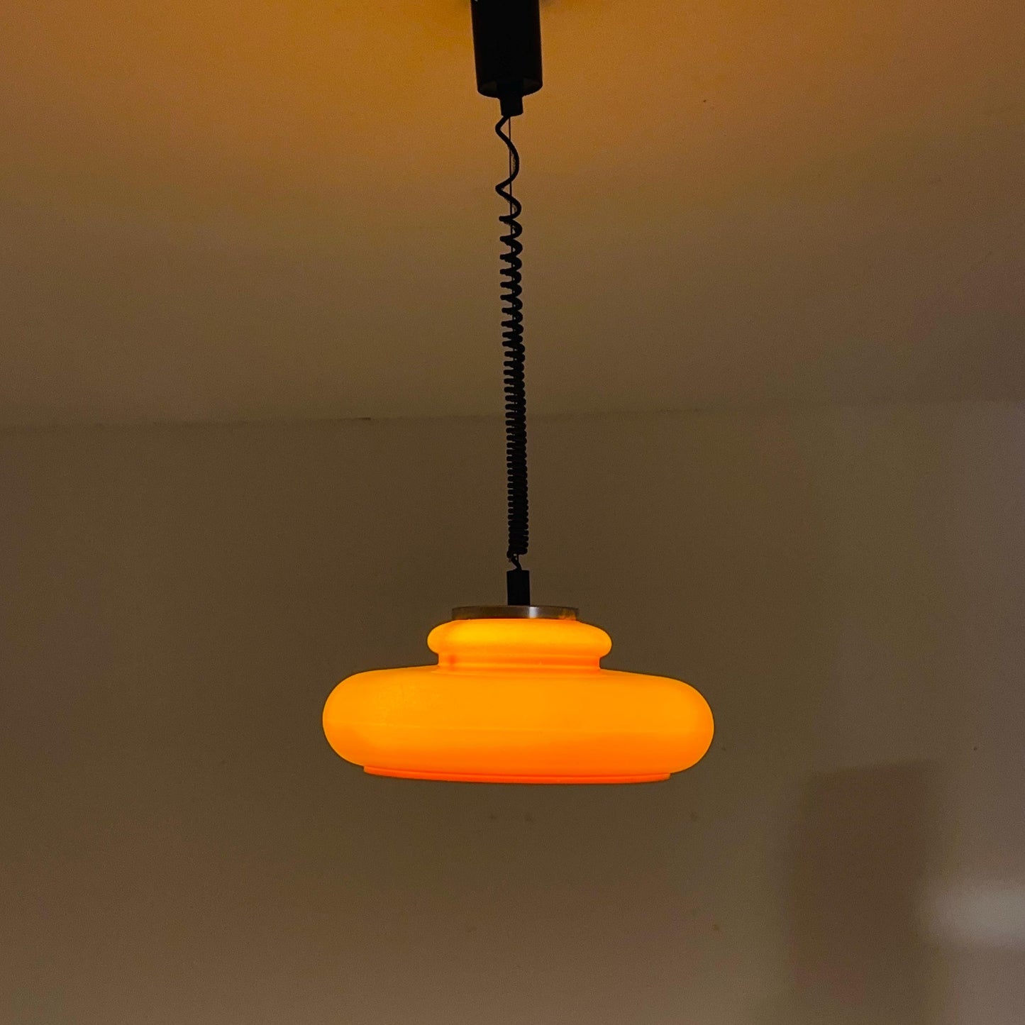 Mid-Century Space Age Adjustable orange Pendant Lamp | Germany 1970s