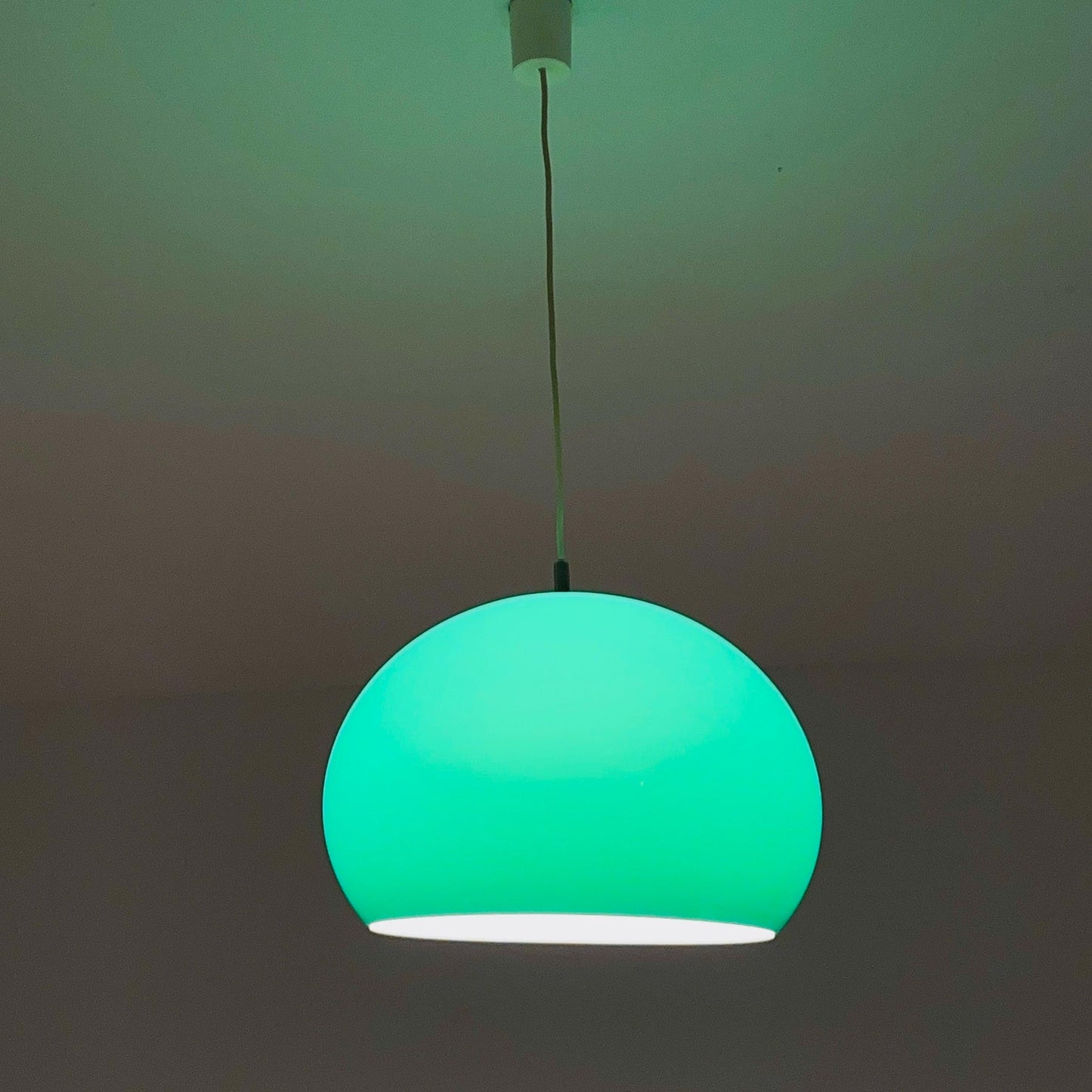 Mid century Pendant Green Harvey space age lamp by Guzzini for meblo , 1970s Italy