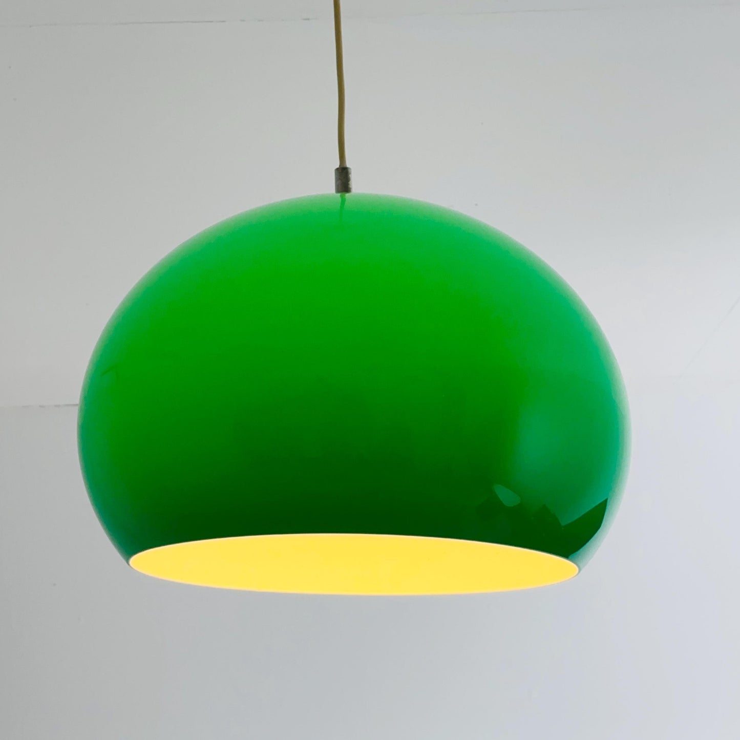 Mid century Pendant Green Harvey space age lamp by Guzzini for meblo , 1970s Italy