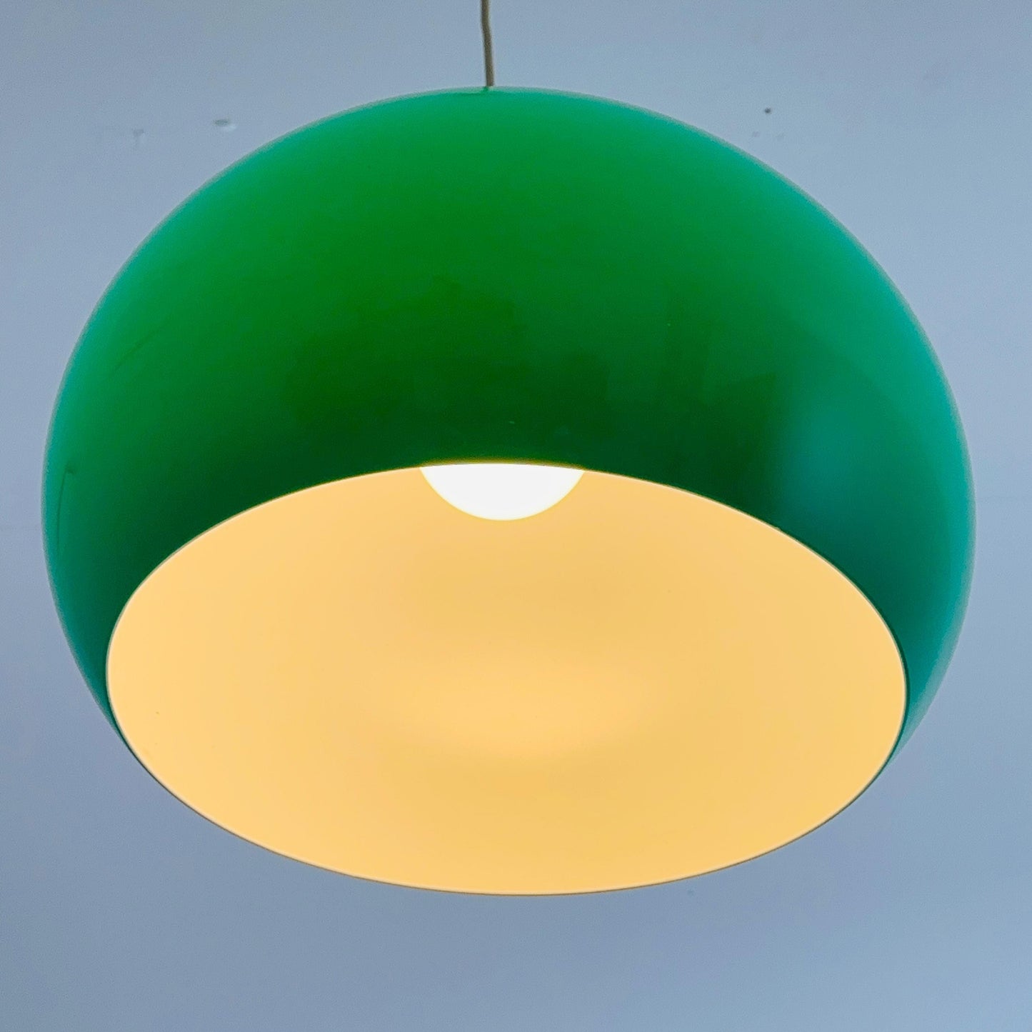 Mid century Pendant Green Harvey space age lamp by Guzzini for meblo , 1970s Italy