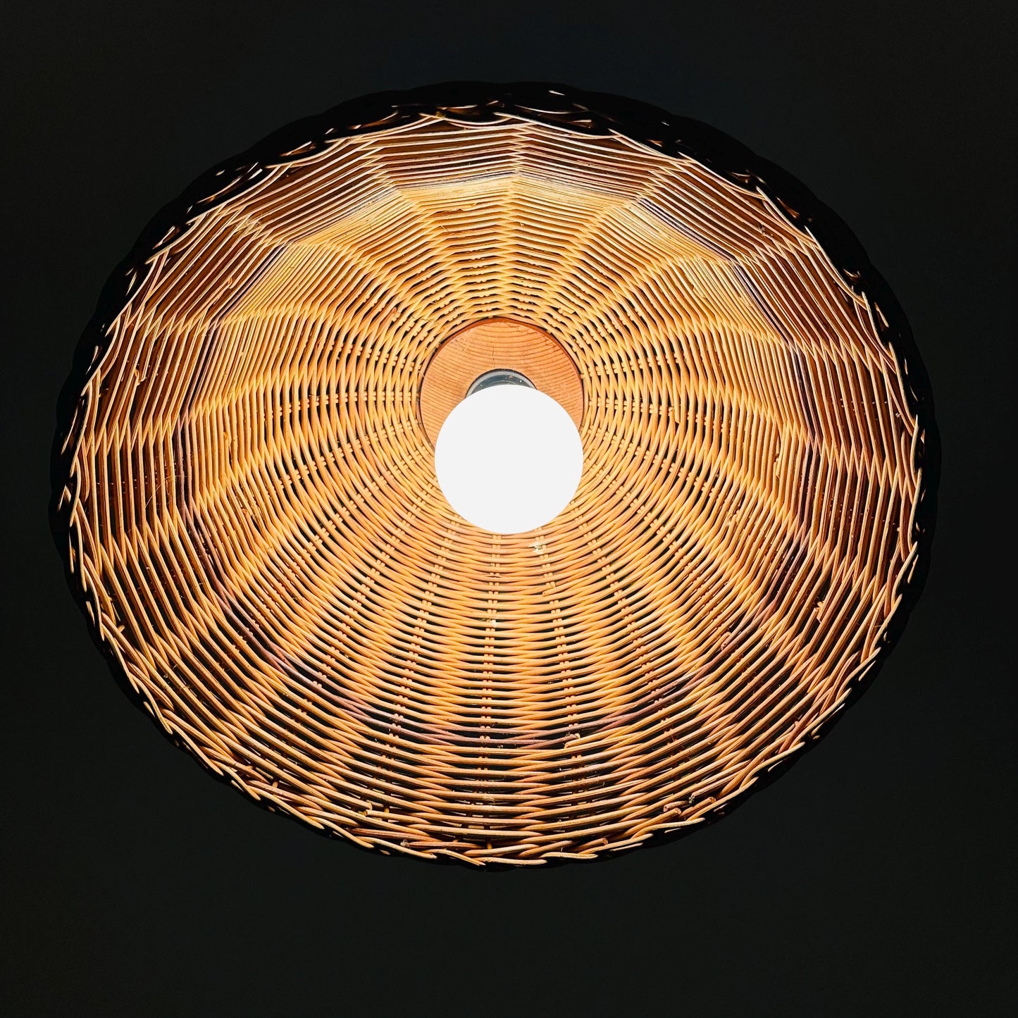 Bambus Rattan wooden Mid-Century chandelier 1960s