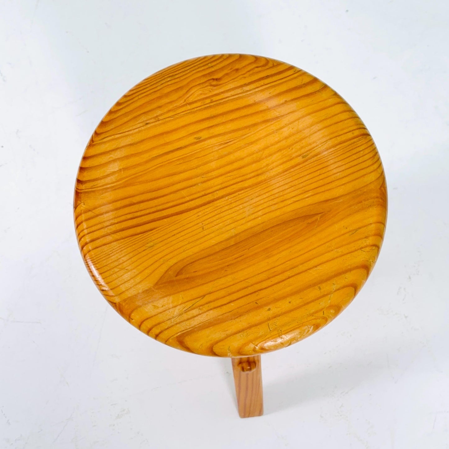 Mid century Solid wood adjustable screw craftsman stool Germany 1960s