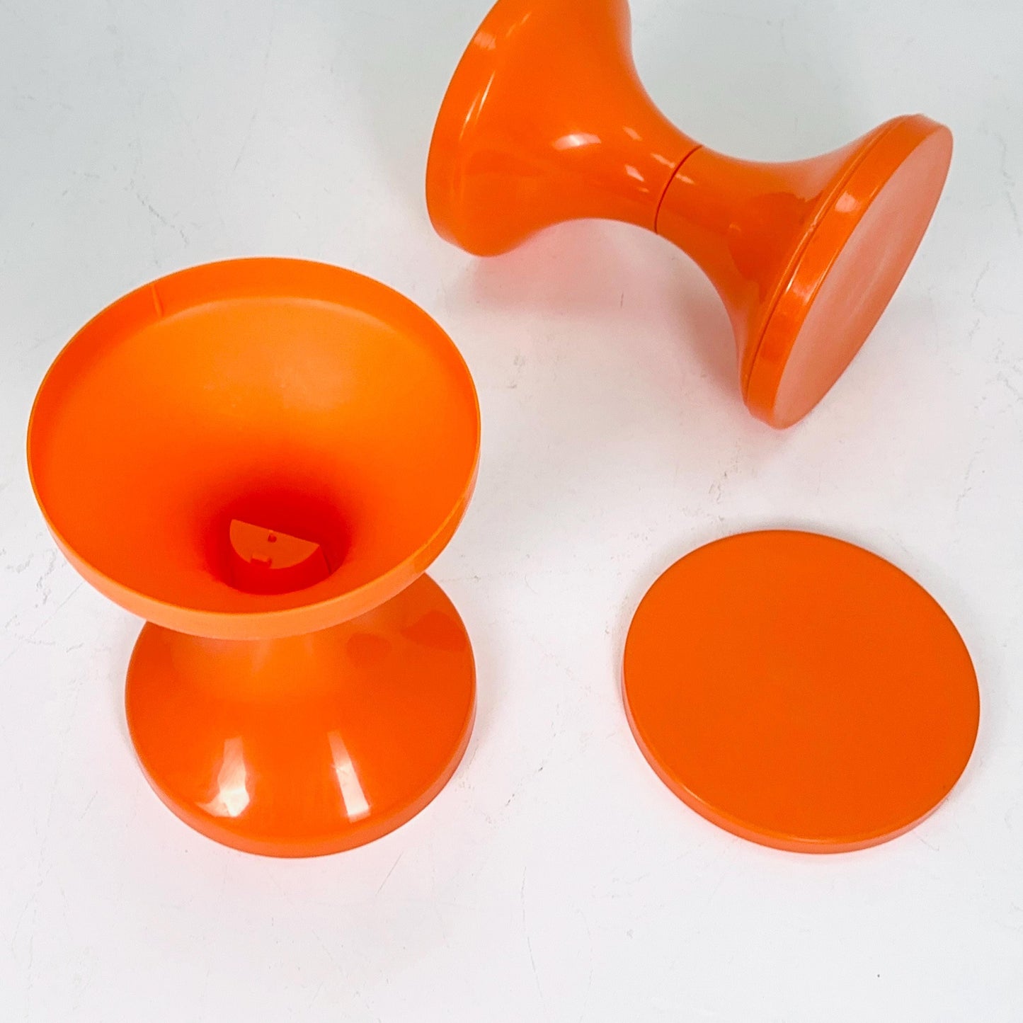 Set of 2 Space age Round German Tuilp stools plastic by Isopelka, 1970s