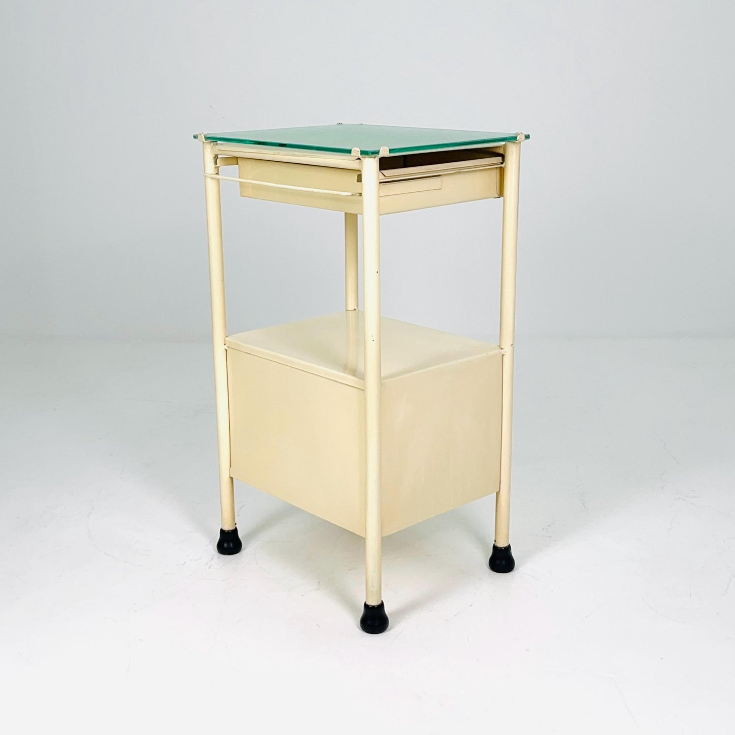 Mid century Bauhaus metal nightstand Auping/Gispen with drawer in white 1960s Germany