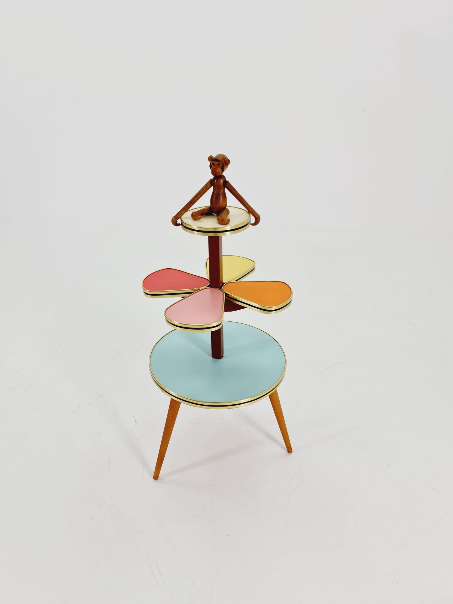 1950s German Plant Stand, Colorful Vintage Mid-Century Minimalist Indoor Plant Stand Side Table Retro flower table