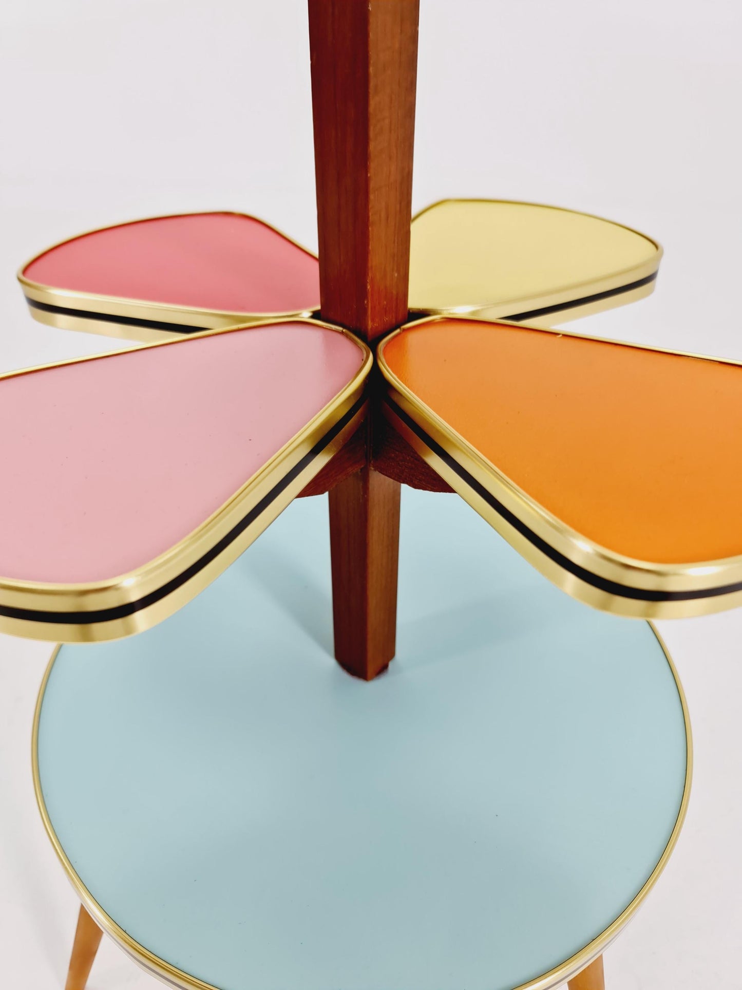 1950s German Plant Stand, Colorful Vintage Mid-Century Minimalist Indoor Plant Stand Side Table Retro flower table