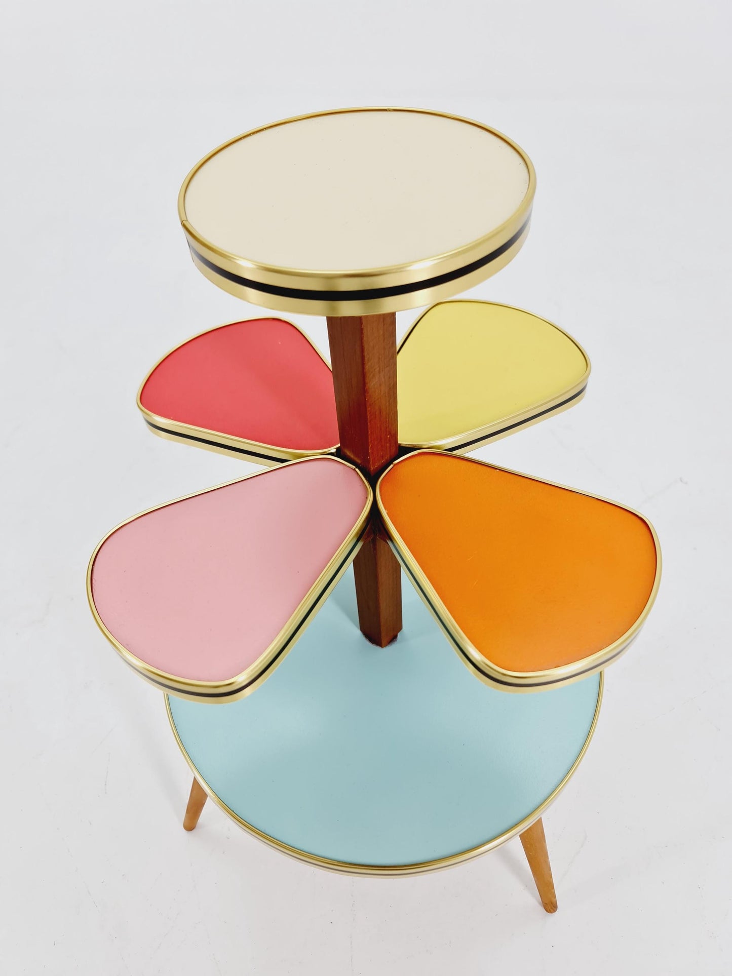 1950s German Plant Stand, Colorful Vintage Mid-Century Minimalist Indoor Plant Stand Side Table Retro flower table
