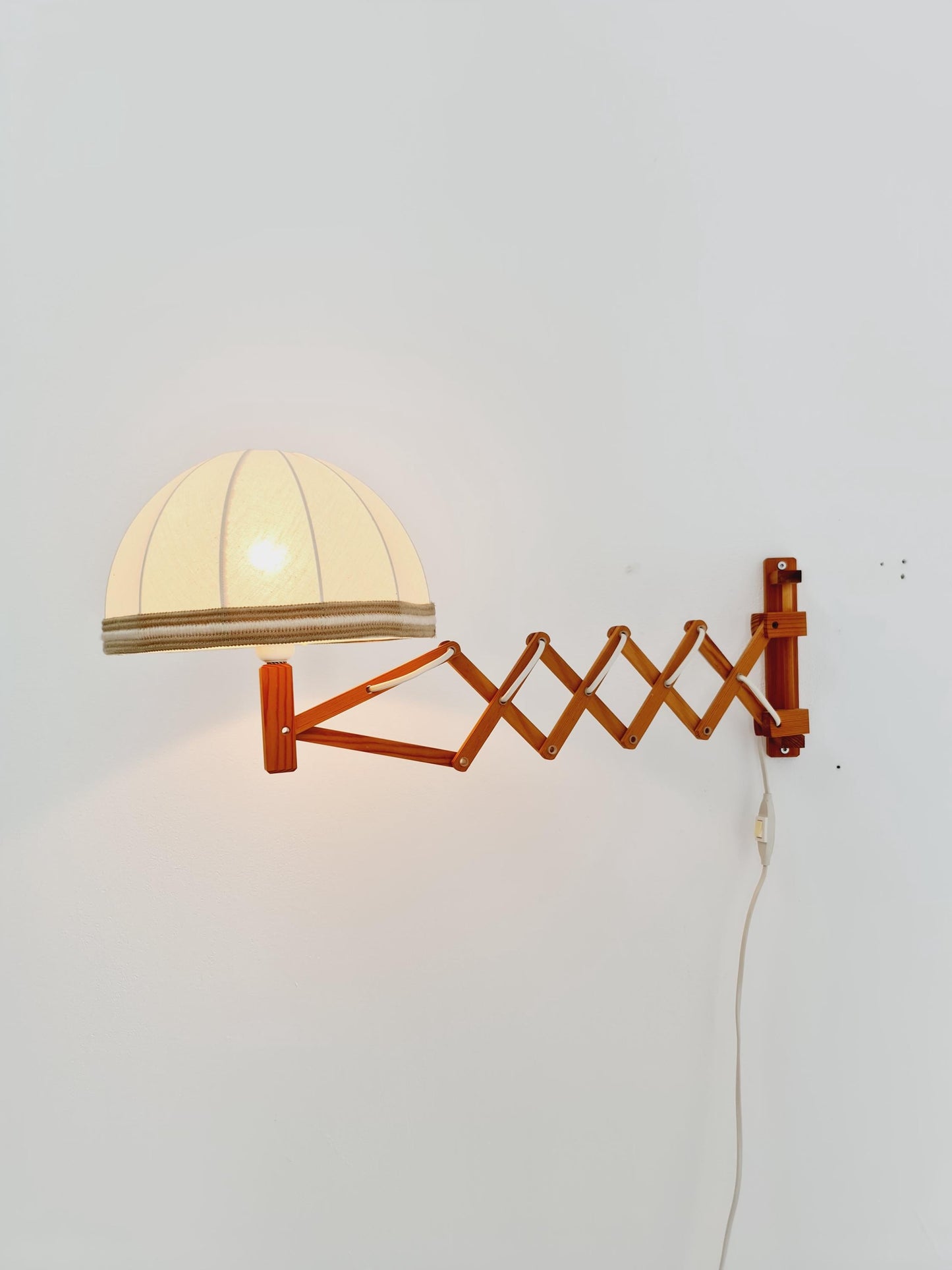 Danish Pinewood vintage sax wall lamp, By Temde Demark 1960s