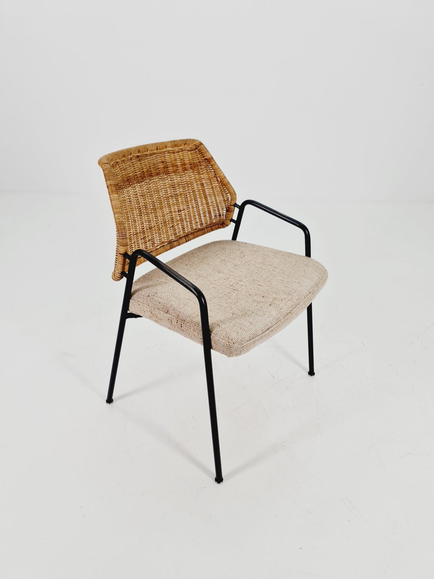 Mid-Century Rattan Basket ArmChair 1970s,
