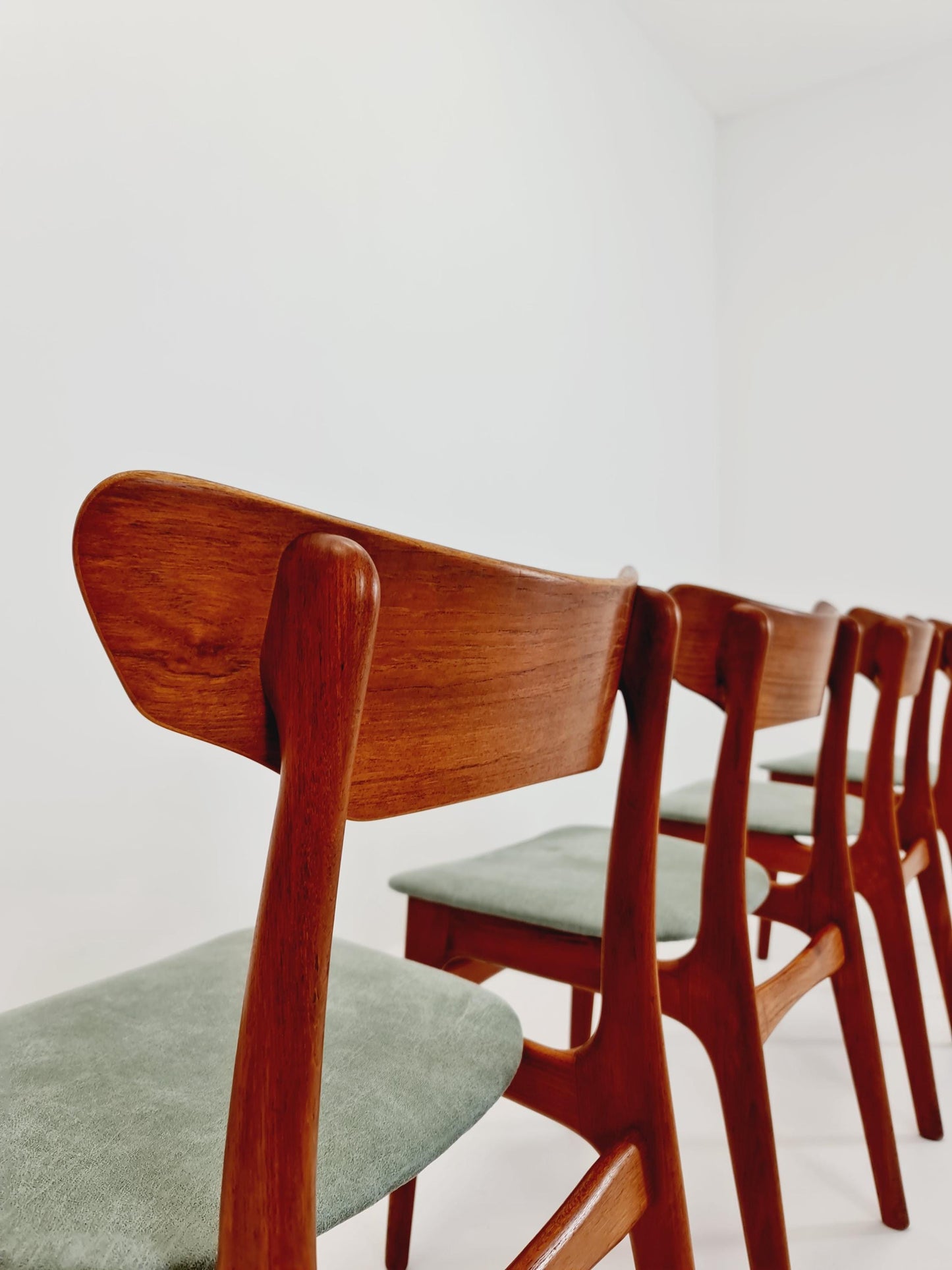 Mid Century Dansih Teak and Leather chair by schiønning & Elgaard ,1960s Set of 4