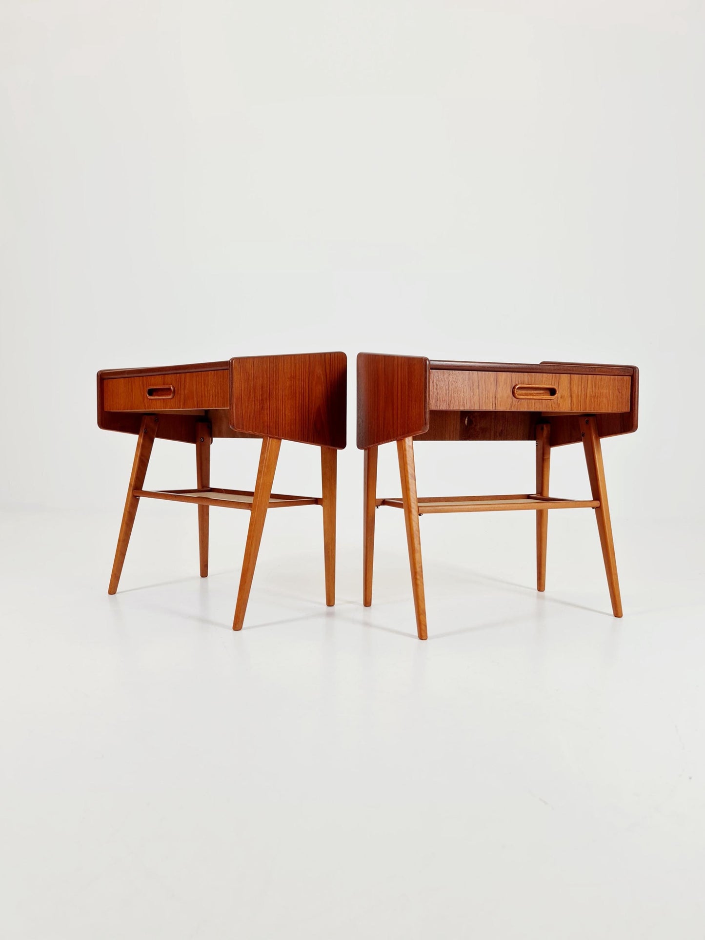 Pair of Midcentury Danish teak Vintage Side table/ Bedside table by Olholm Möbelfabrik, Denmark, 1960s
