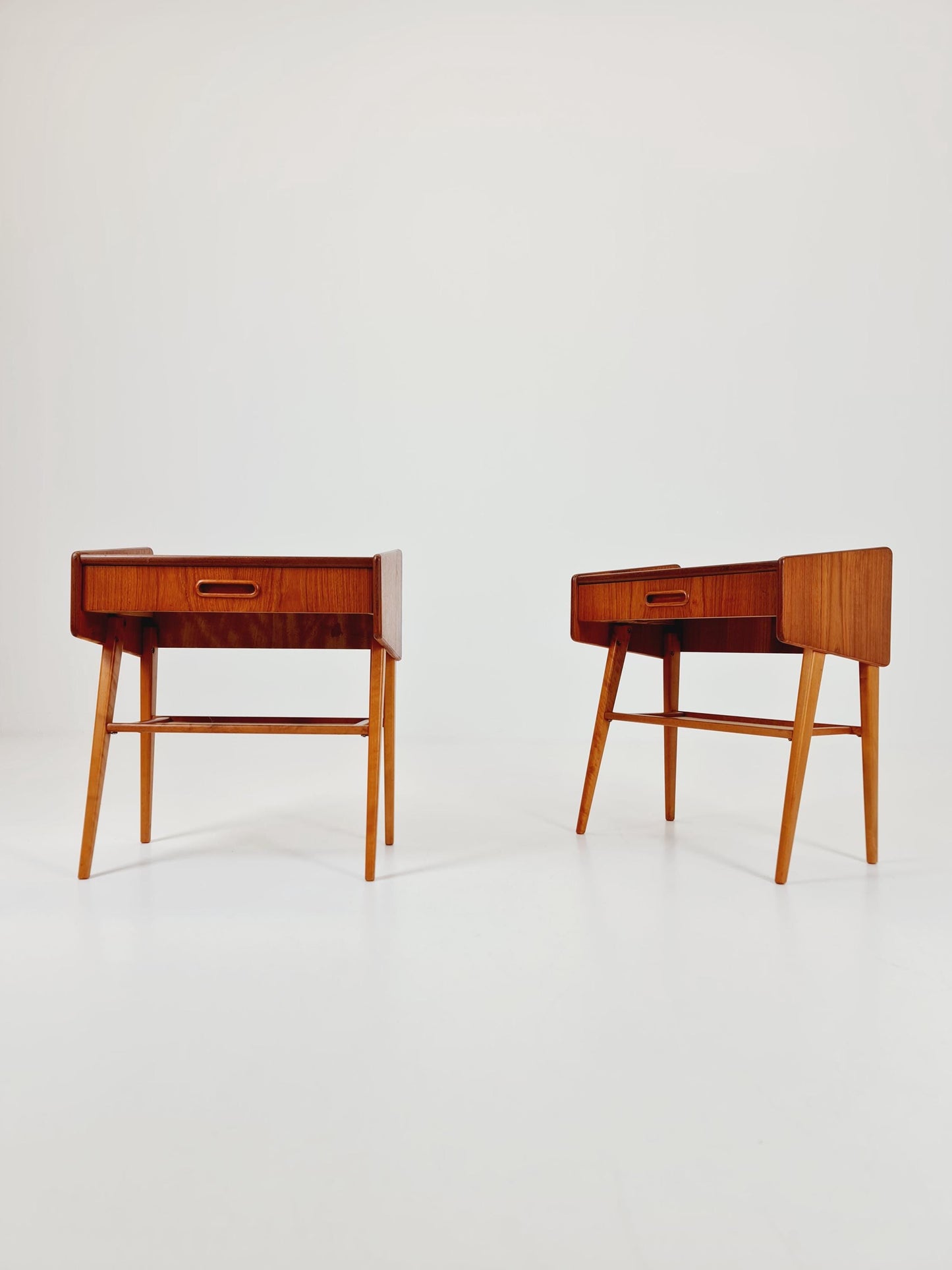 Pair of Midcentury Danish teak Vintage Side table/ Bedside table by Olholm Möbelfabrik, Denmark, 1960s