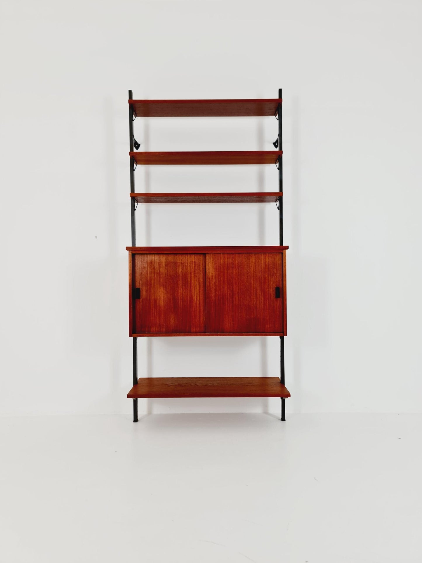 Mid century String shelf system teak & metal by Olof Pira Sweden, 1950s