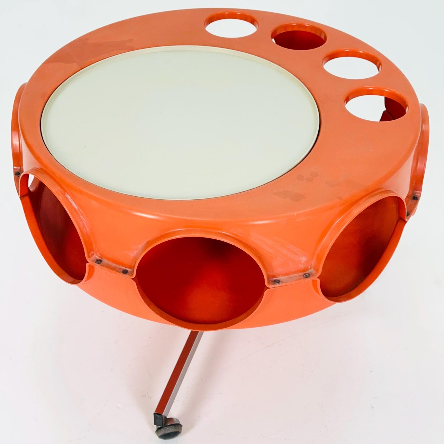 Space Age Rotobar Bar Cart by Curver, Orange & White, 1970s Netherlands