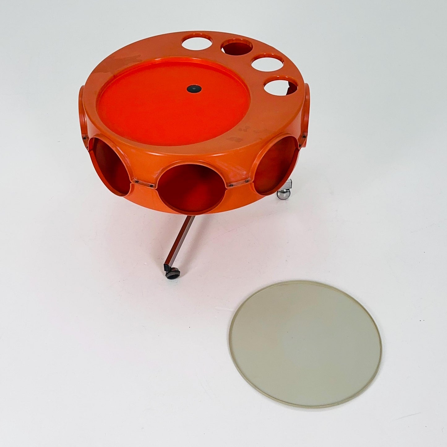 Space Age Rotobar Bar Cart by Curver, Orange & White, 1970s Netherlands