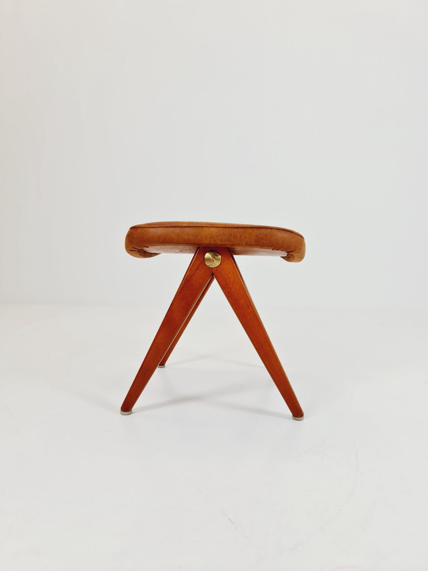 Vintage Swedish beech stool ottoman by Bengt Ruda for Nordiska Kompaniet , 1960s