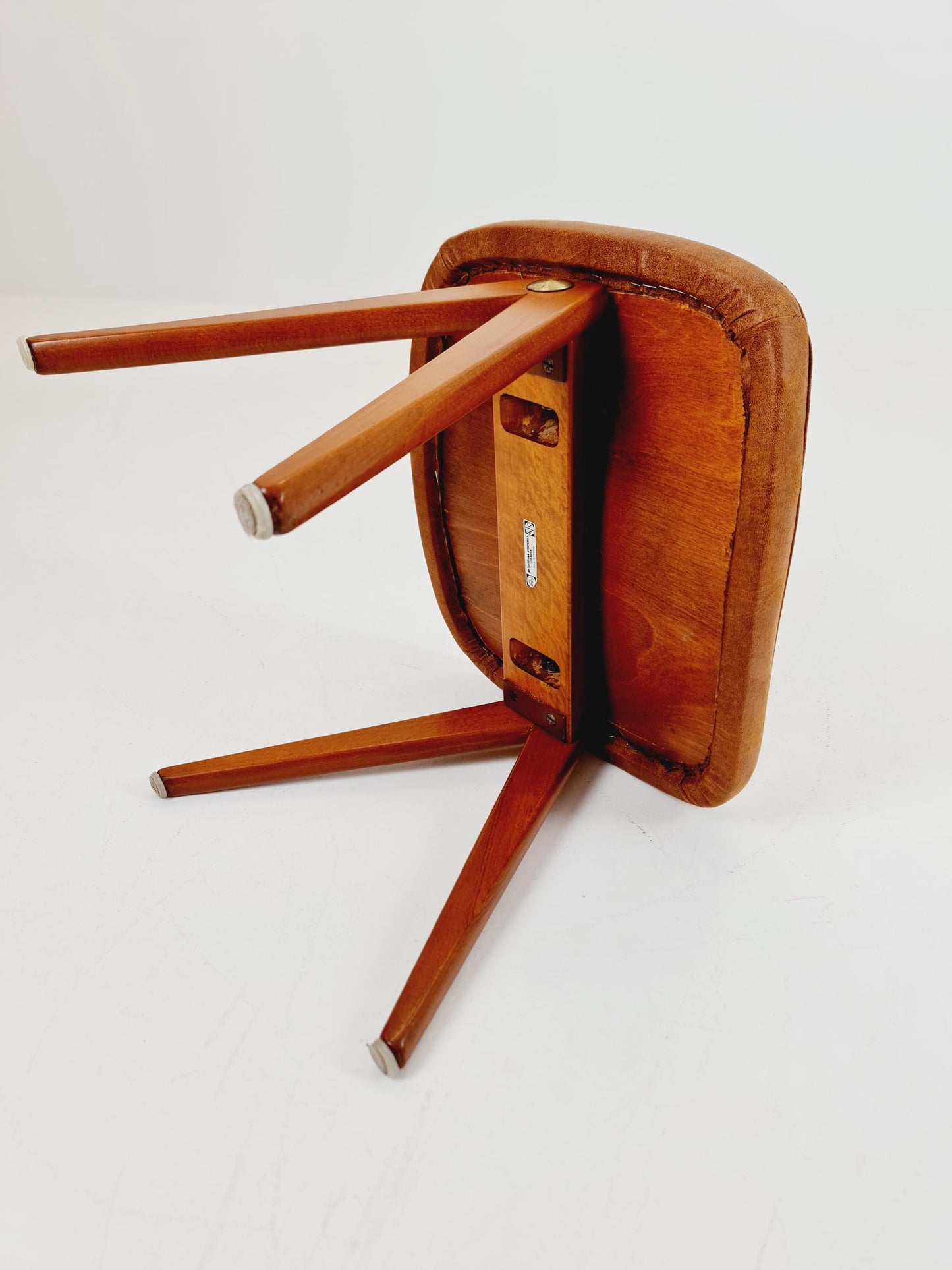Vintage Swedish beech stool ottoman by Bengt Ruda for Nordiska Kompaniet , 1960s
