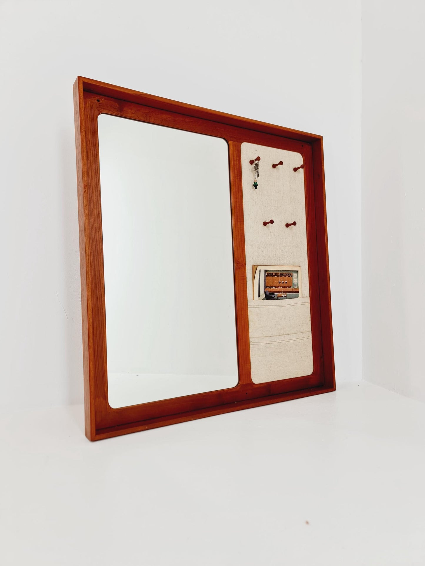 Teak Danish mid-century Modern wall-mounted / Wardrobe mirror By Aksel Kjersgaard , NR 600 , 1960s