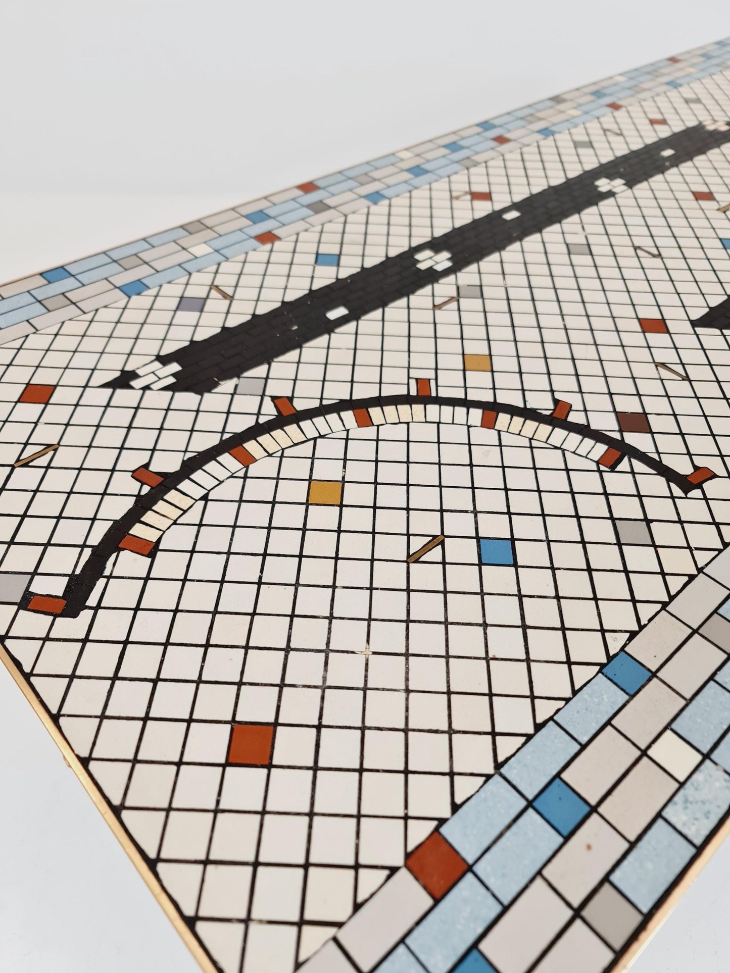 Unique mosaic & solid brass coffee table, 1950s