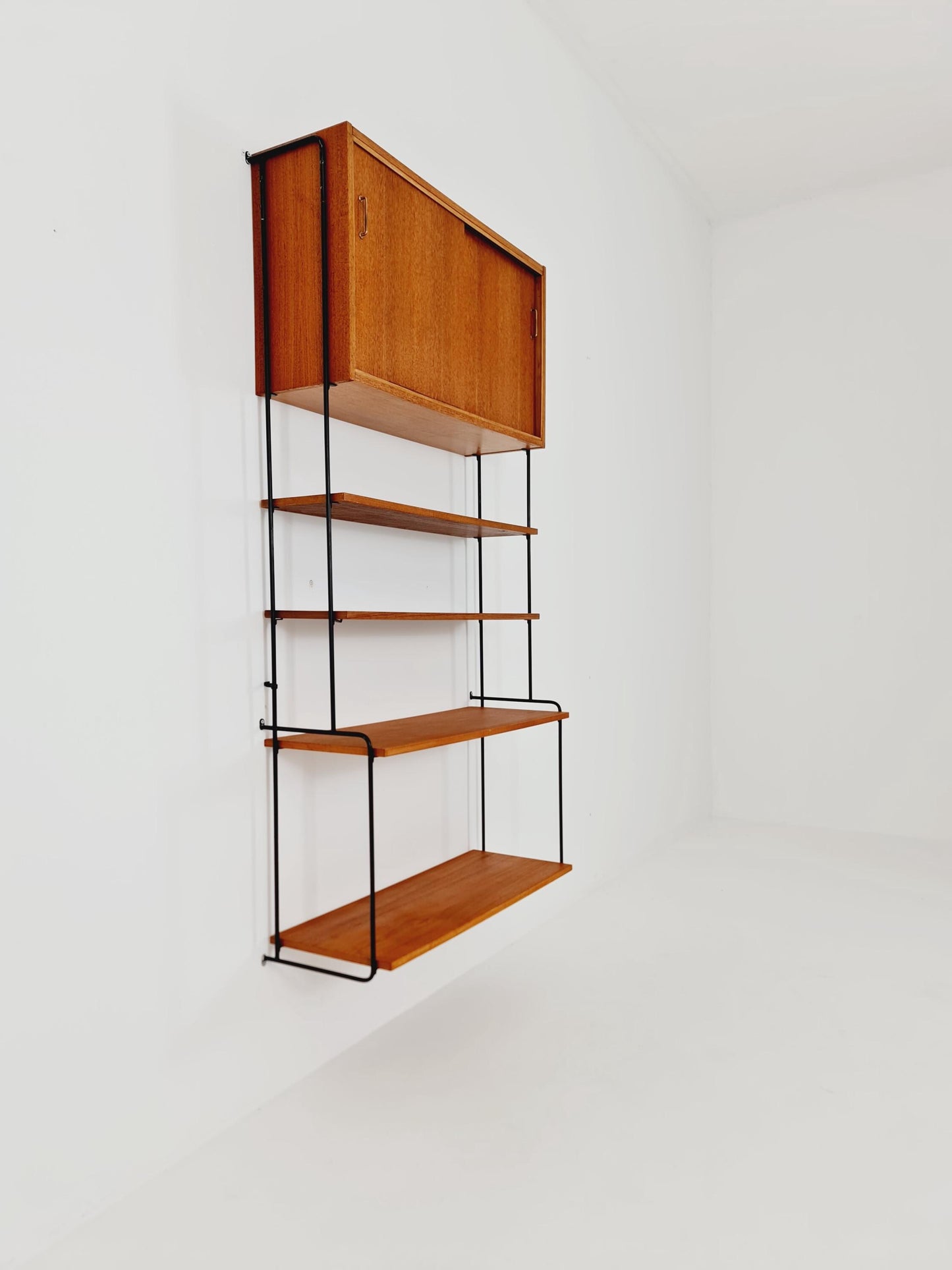 Mid century Teak wall shelving unit by Hilker for Omnia, Germany, 1960s