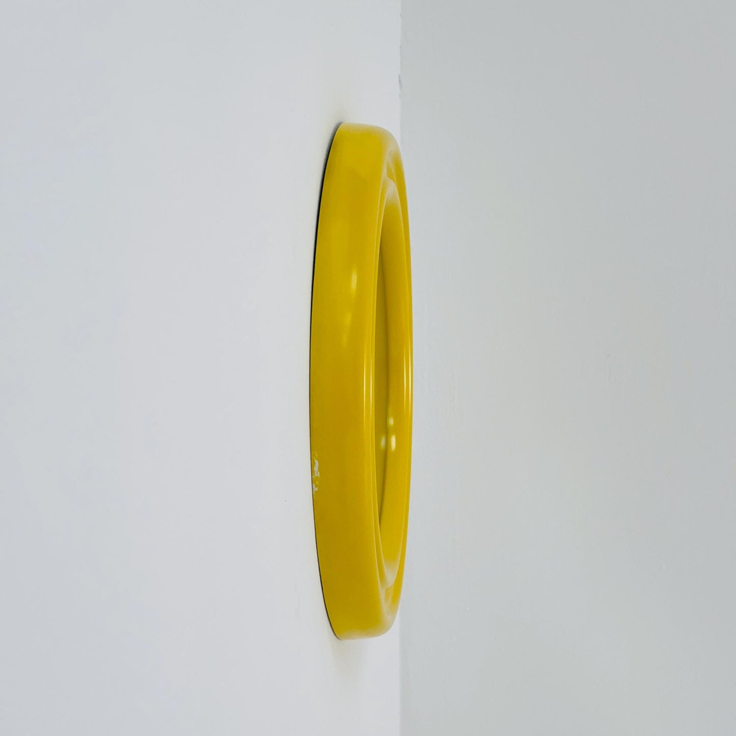 Mid century Spaceage yellow Kristal wall round mirror Schönbuch ,1970s Germany
