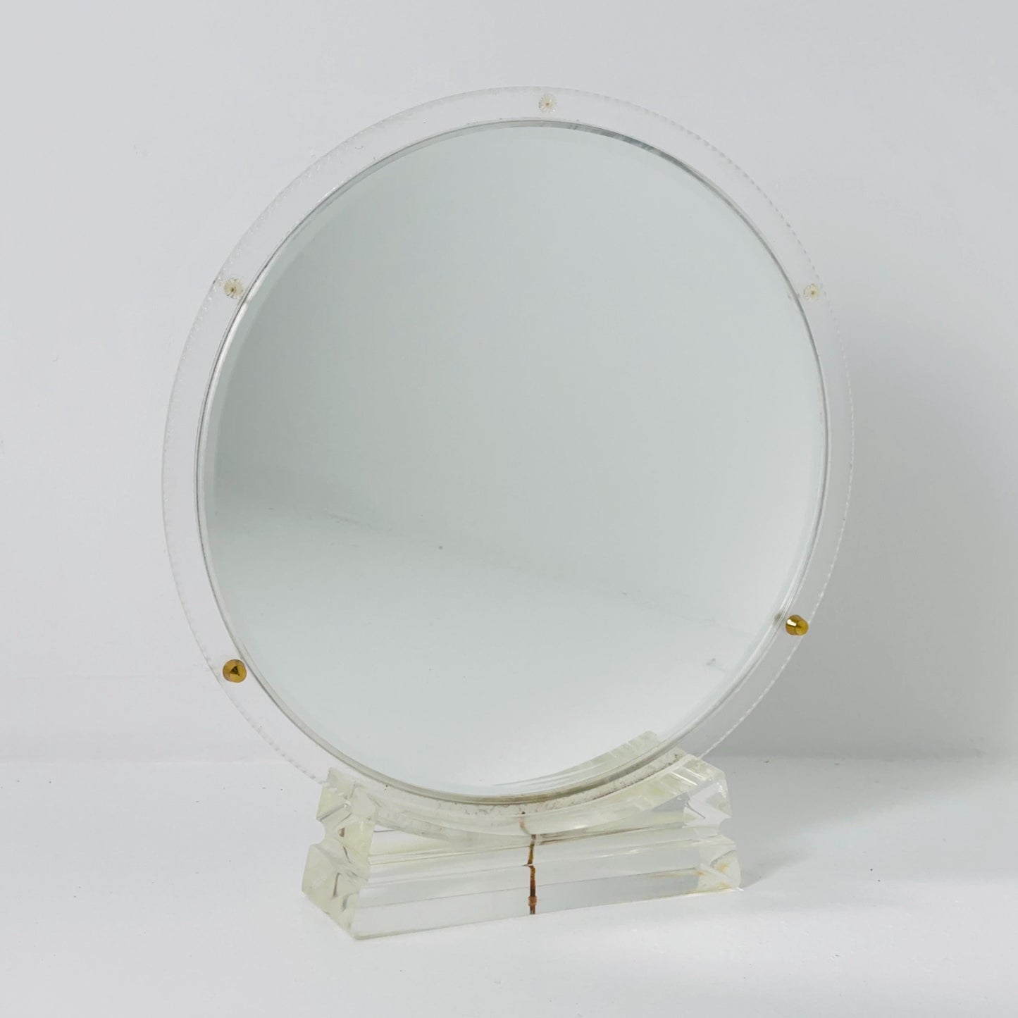 Mid century acrylic glass Lucite Makeup Mirror by Charles Hollis Jones 1970s