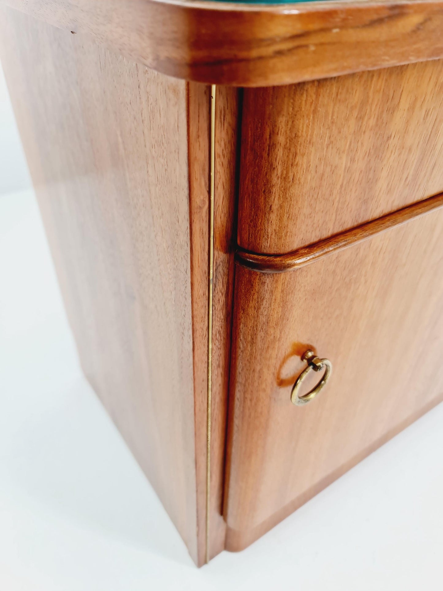 German Mid century nightstands/ walnut bedside tables With Glass top BY WK Möbel , 1960s