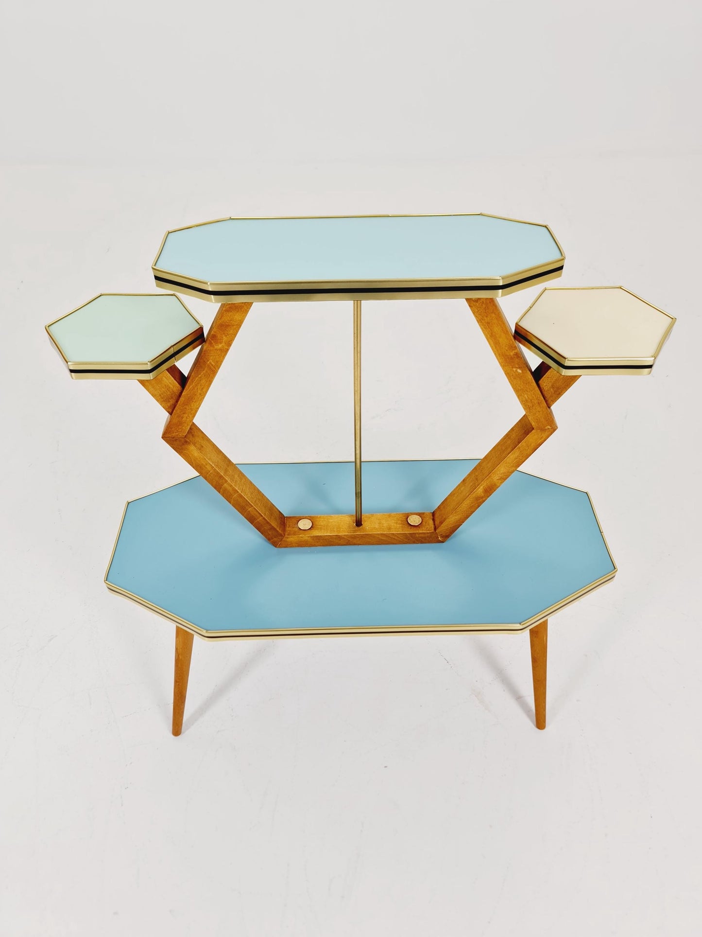 Rare Large German Plant Stand, Colorful Vintage Mid-Century Minimalist Indoor Plant Stand Side Table Retro flower table, 1950s