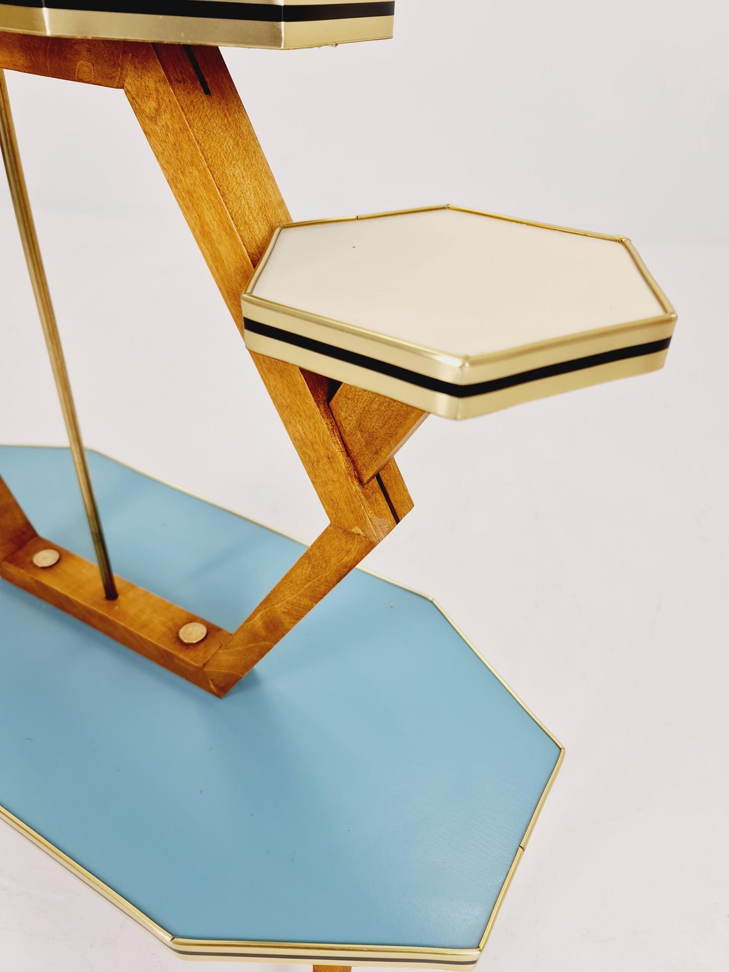 Rare Large German Plant Stand, Colorful Vintage Mid-Century Minimalist Indoor Plant Stand Side Table Retro flower table, 1950s