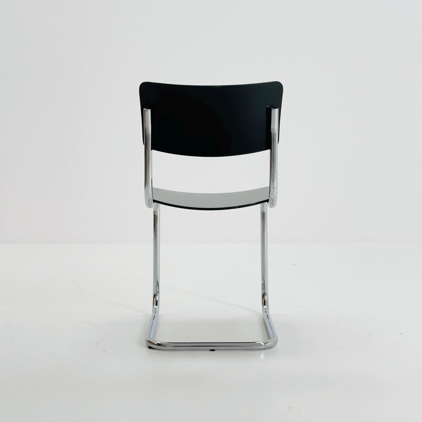 Mid century S43 Mart stam cantilever chair black beech steel tube chrome-plated by Thonet -1980s Germany