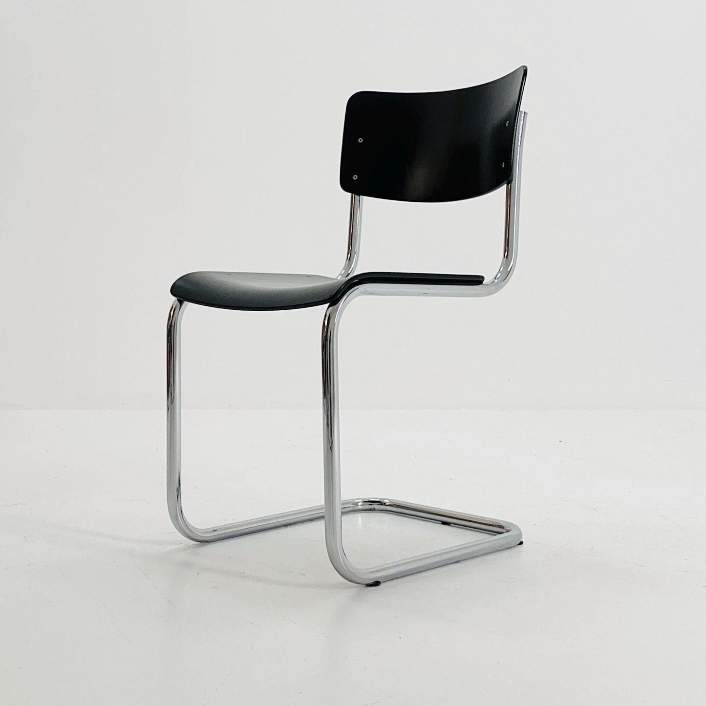 Mid century S43 Mart stam cantilever chair black beech steel tube chrome-plated by Thonet -1980s Germany