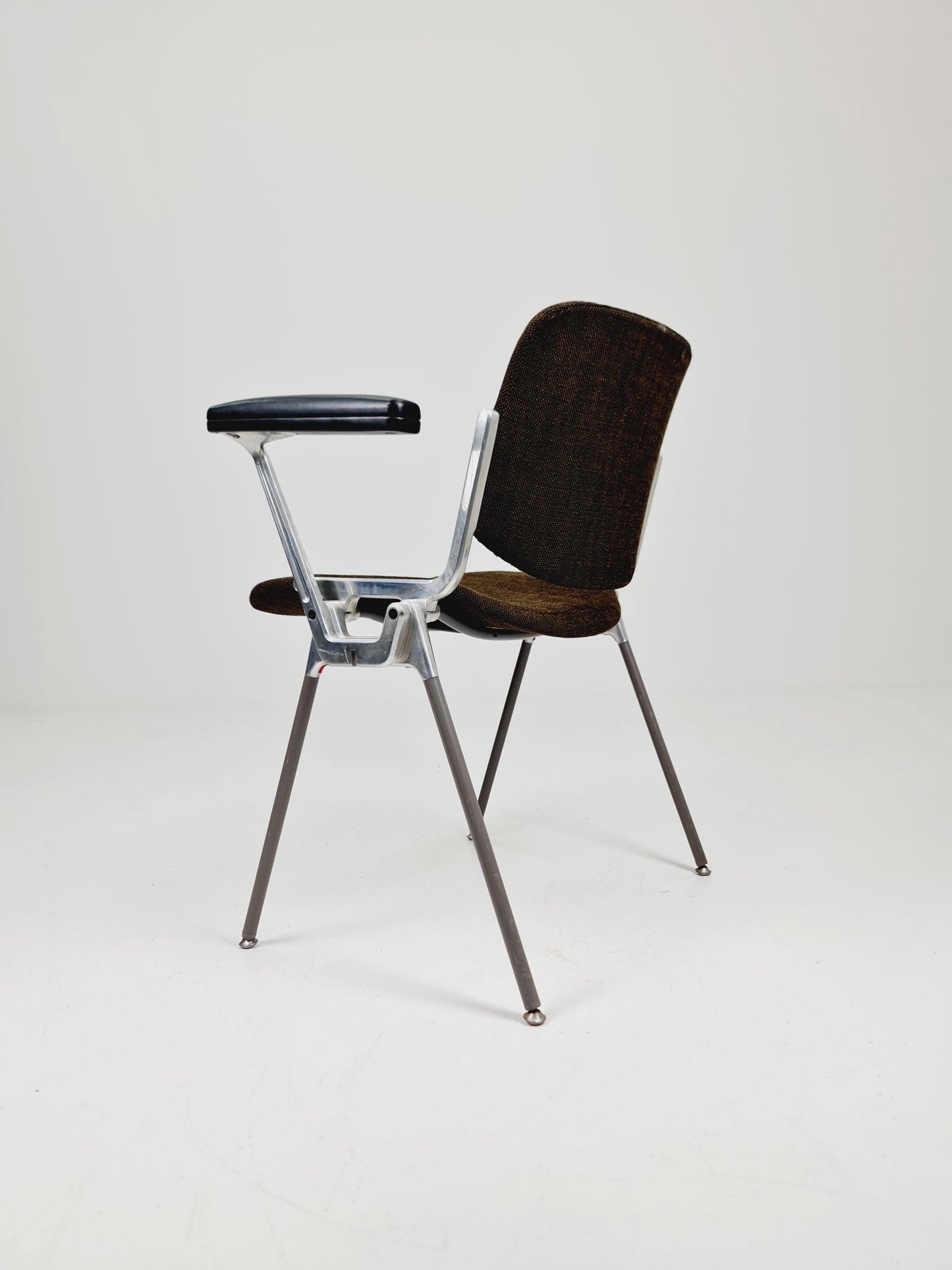 Italian Brown Fabric Castelli arm chairs by Giancarlo Piretti, 1970s
