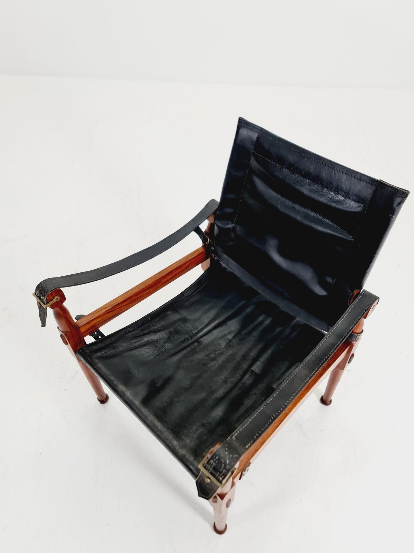 Mid-century vintage Danish Safari Leather chair, By Hayat Brother 1960s