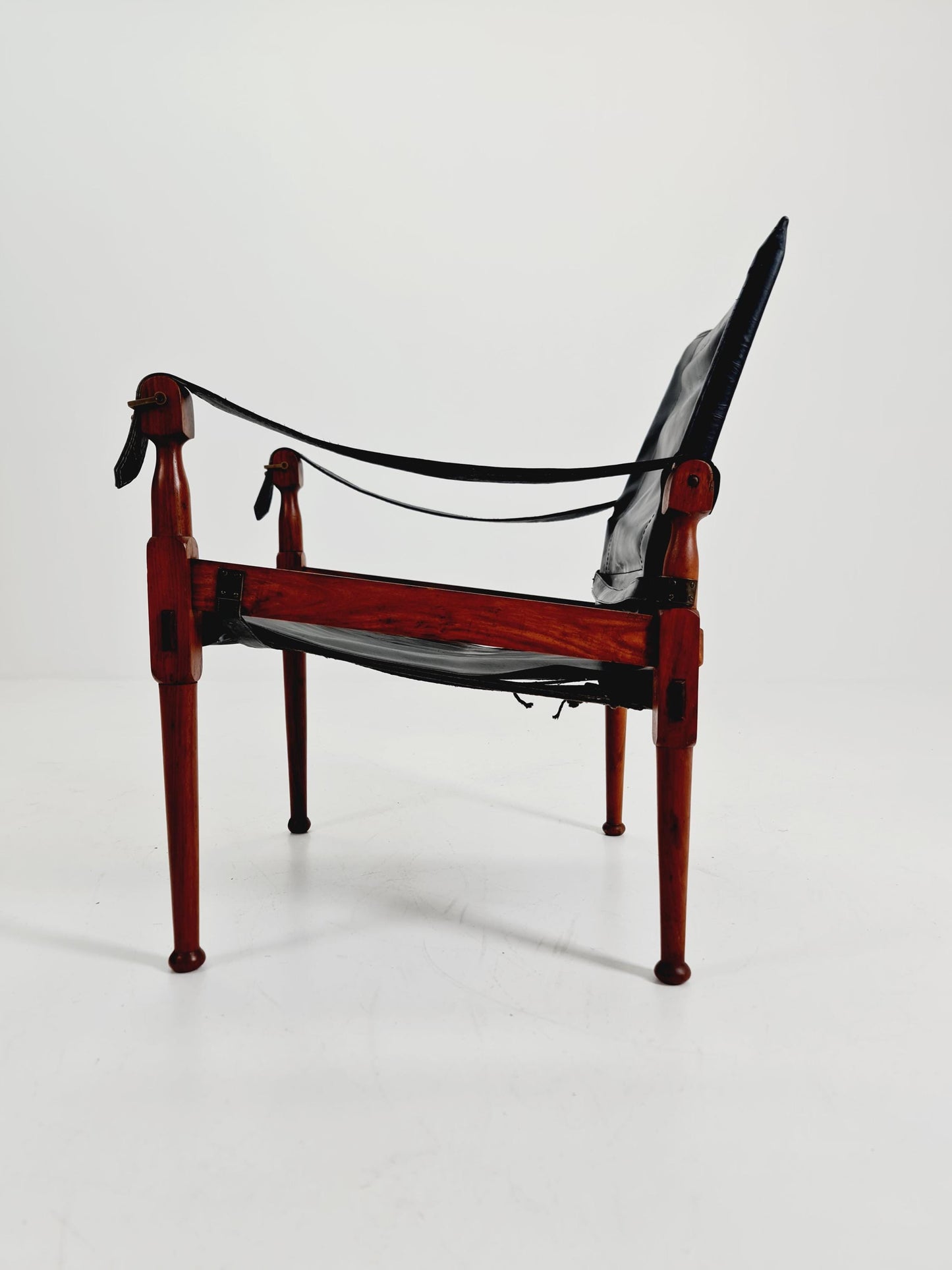 Mid-century vintage Danish Safari Leather chair, By Hayat Brother 1960s