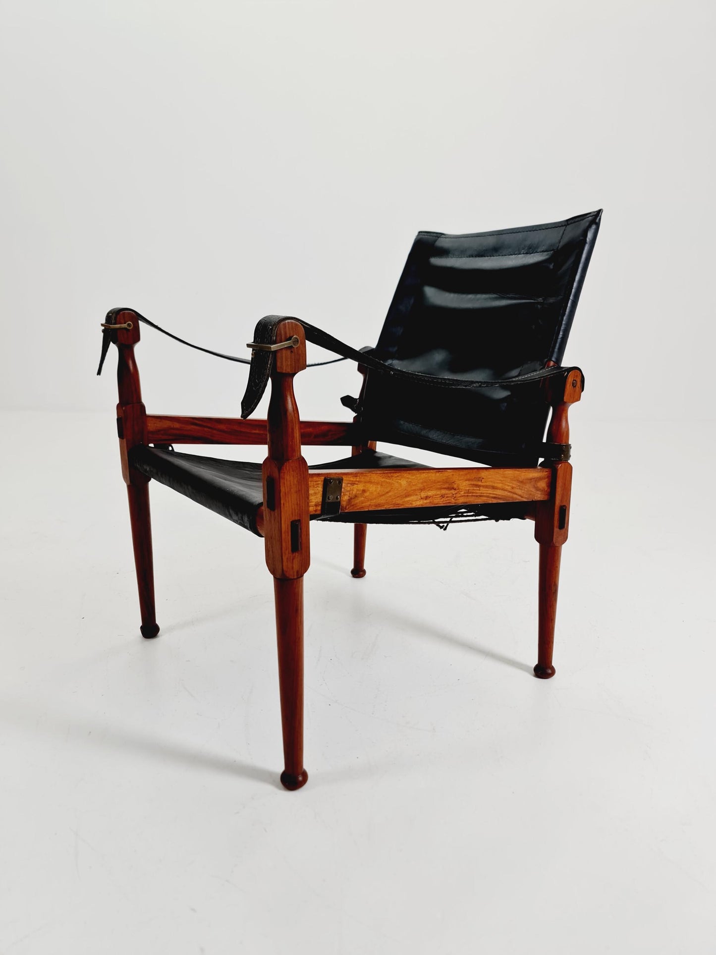 Mid-century vintage Danish Safari Leather chair, By Hayat Brother 1960s