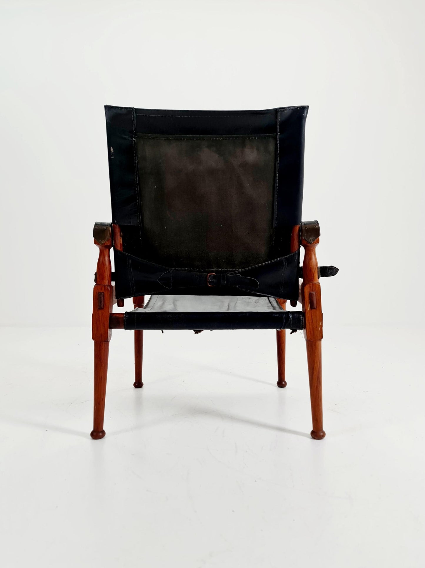 Mid-century vintage Danish Safari Leather chair, By Hayat Brother 1960s