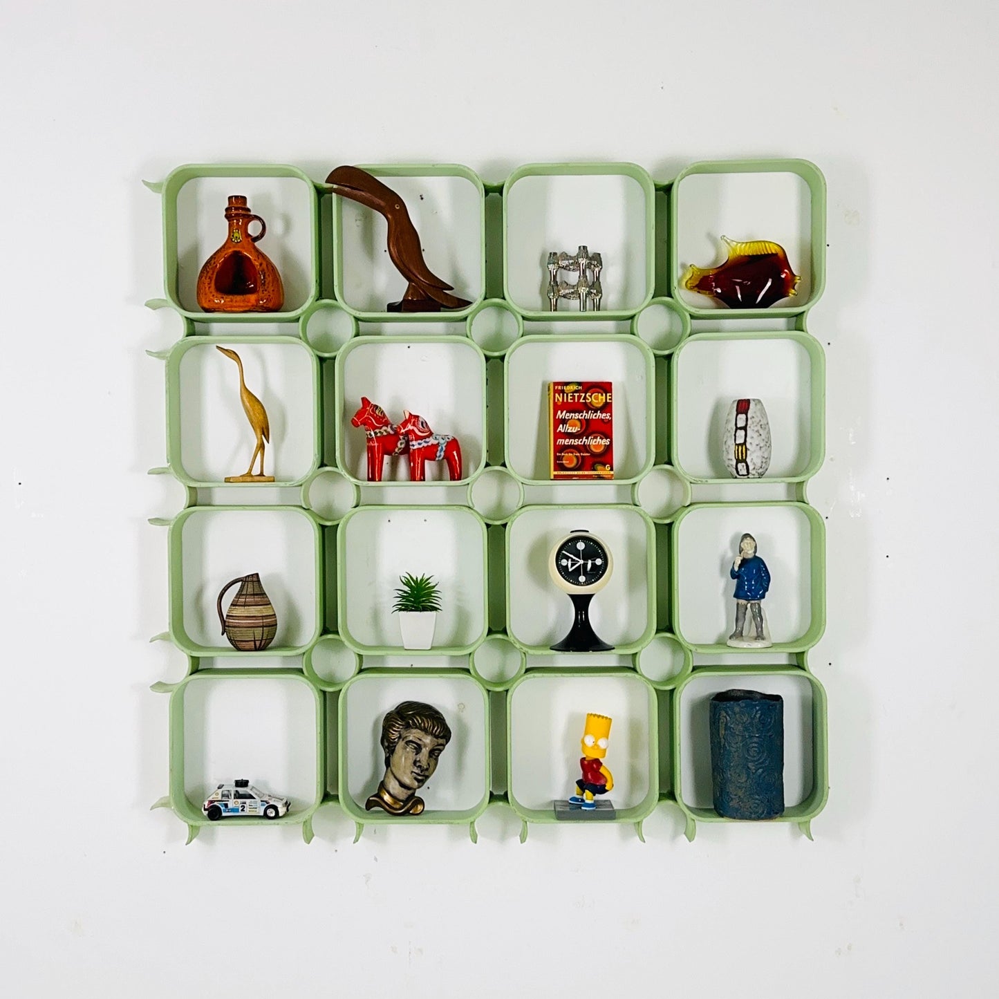 Set of 2 Mid-Century Modular Wall Panels in Mint Green, ABS Plastic, Switzerland 1980s
